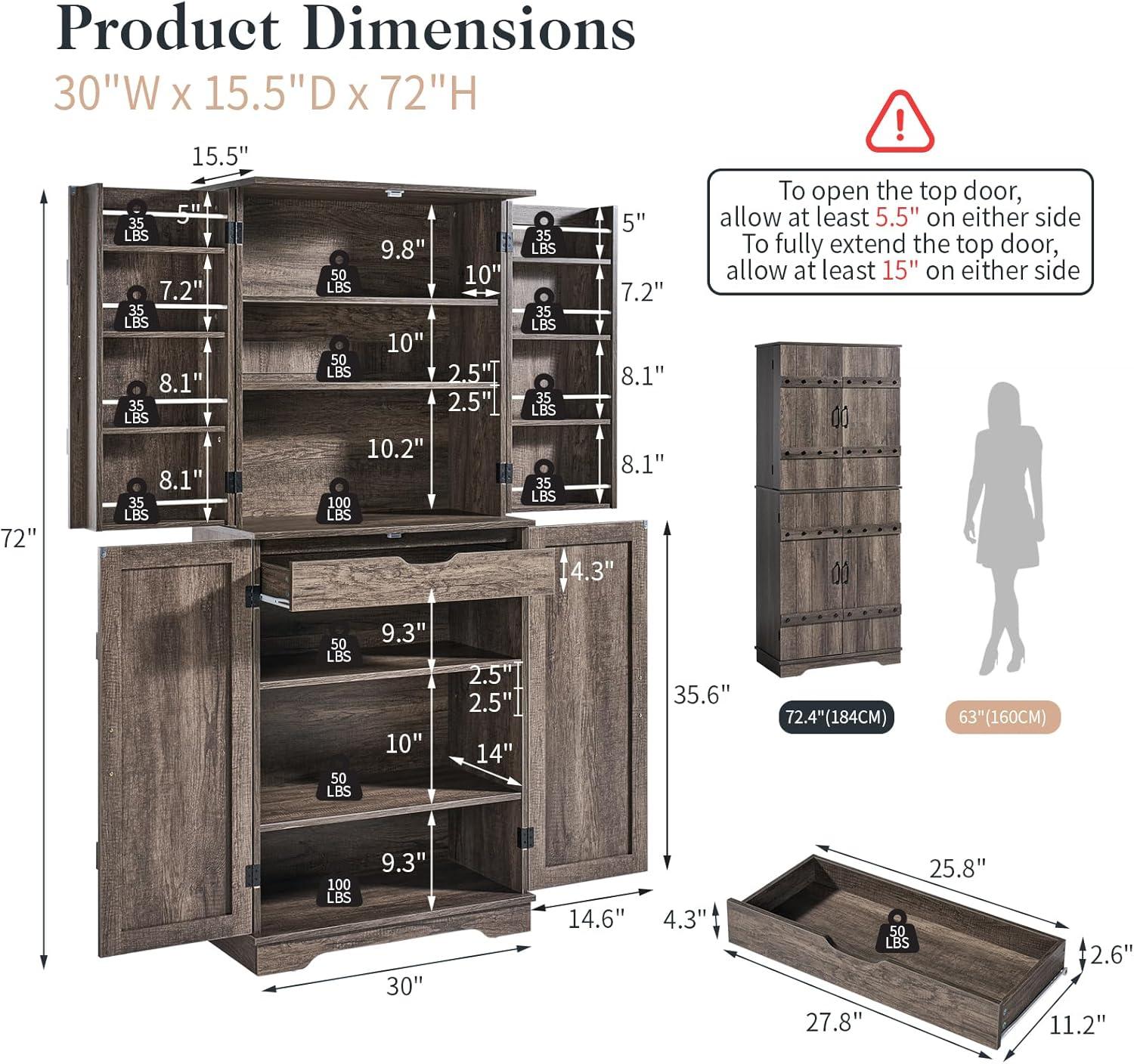 Gracie Oaks 72" Tall Farmhouse Kitchen Pantry