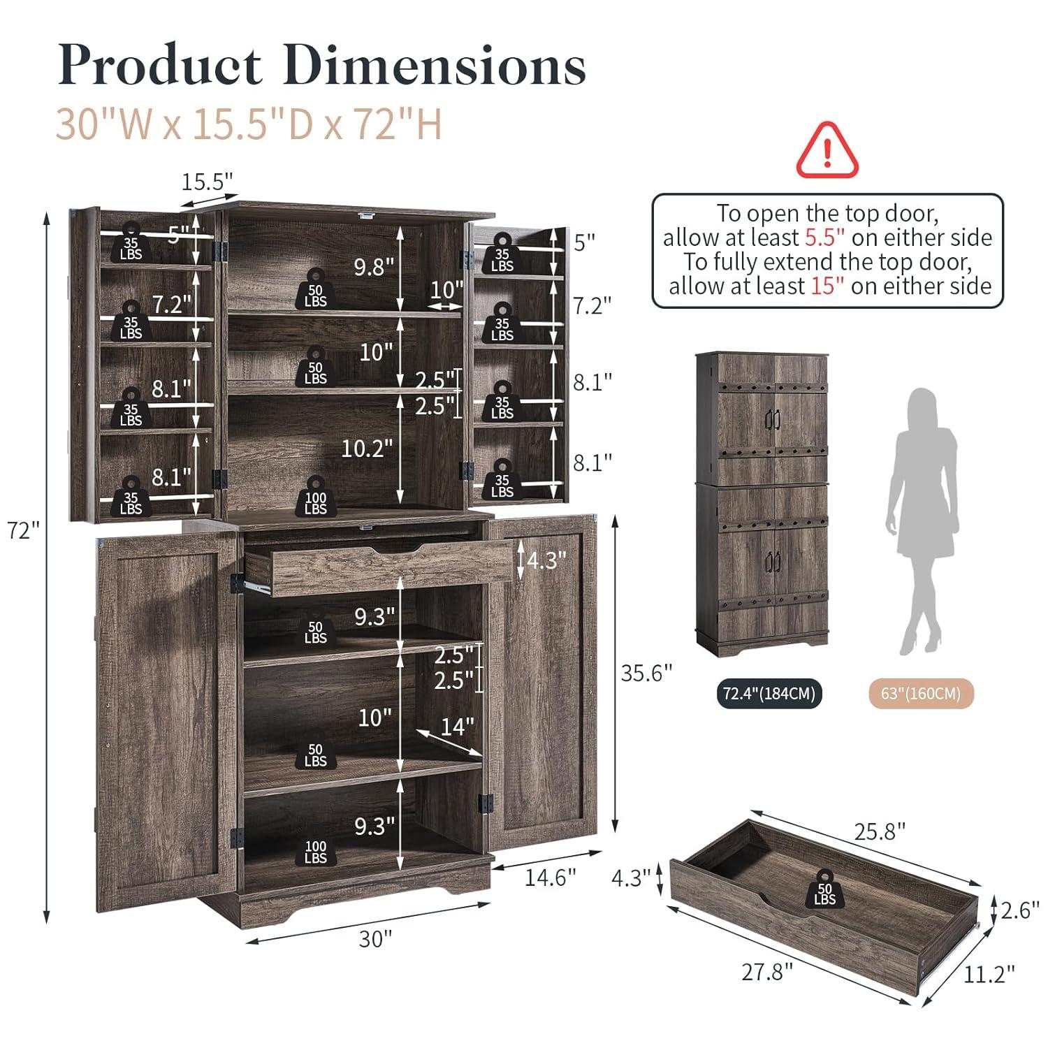 Gracie Oaks 72" Tall Farmhouse Kitchen Pantry