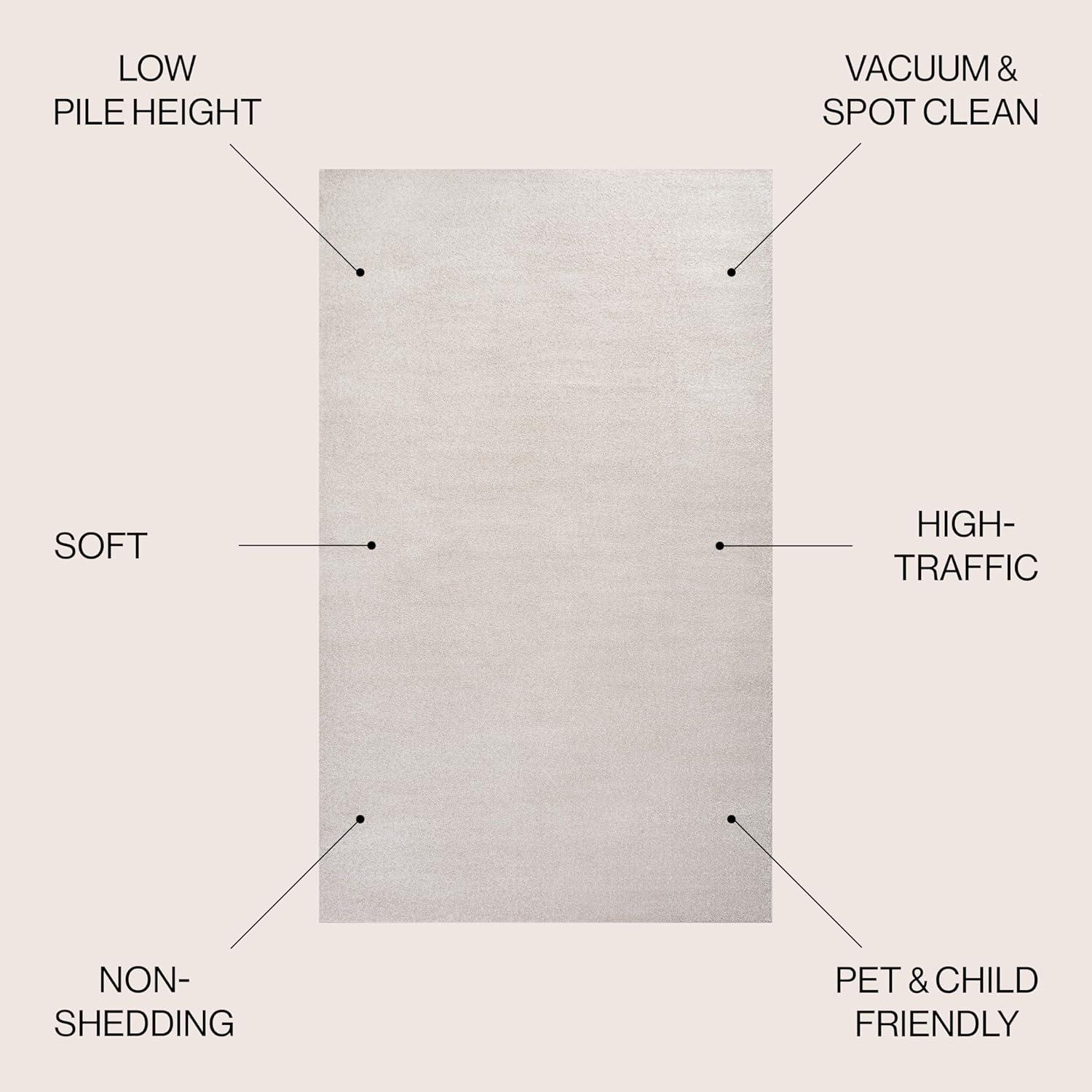 5'x5' Haze Solid Low-Pile, Ivory - JONATHAN Y