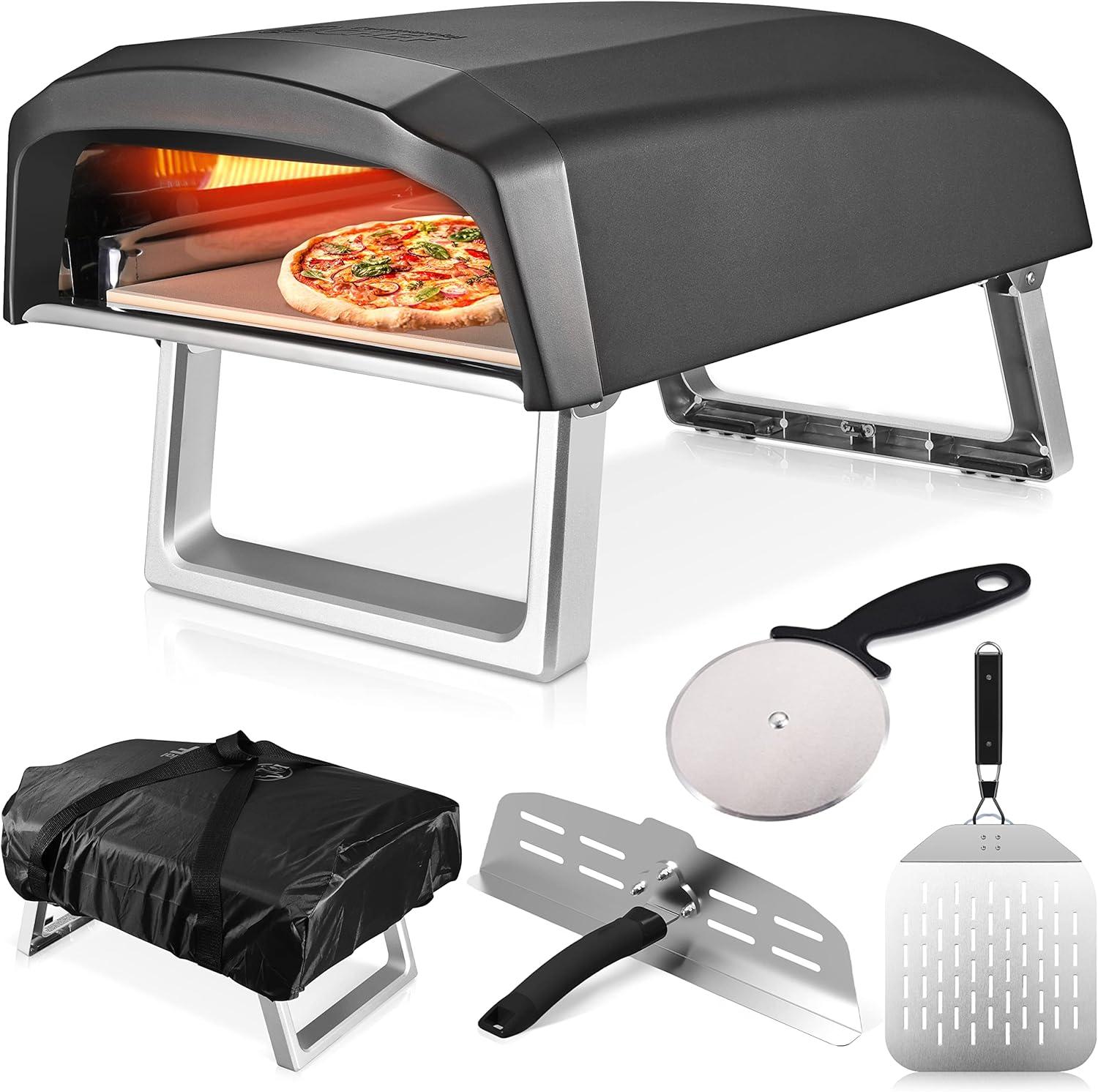 Commercial Chef Pizza Oven Outdoor - Propane Gas Portable for Outside (L-Shaped Burner)