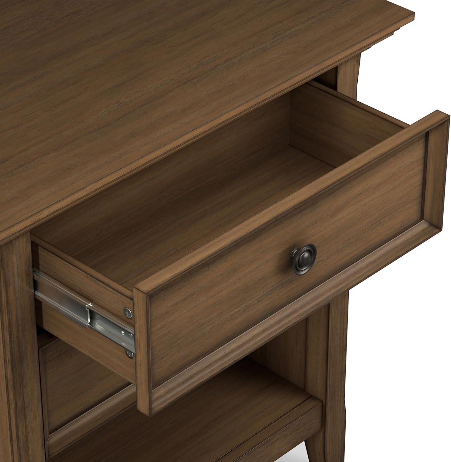 Simpli Home Amherst 24"W 2-Drawer Solid Wood Nightstand with Open Shelf