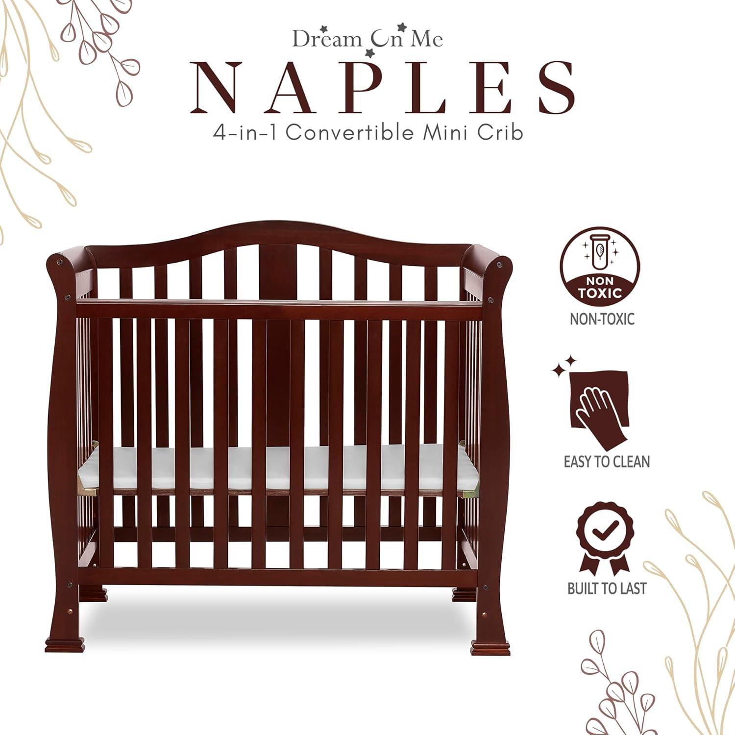 Espresso 4-in-1 Convertible Mini Crib with Mattress Pad