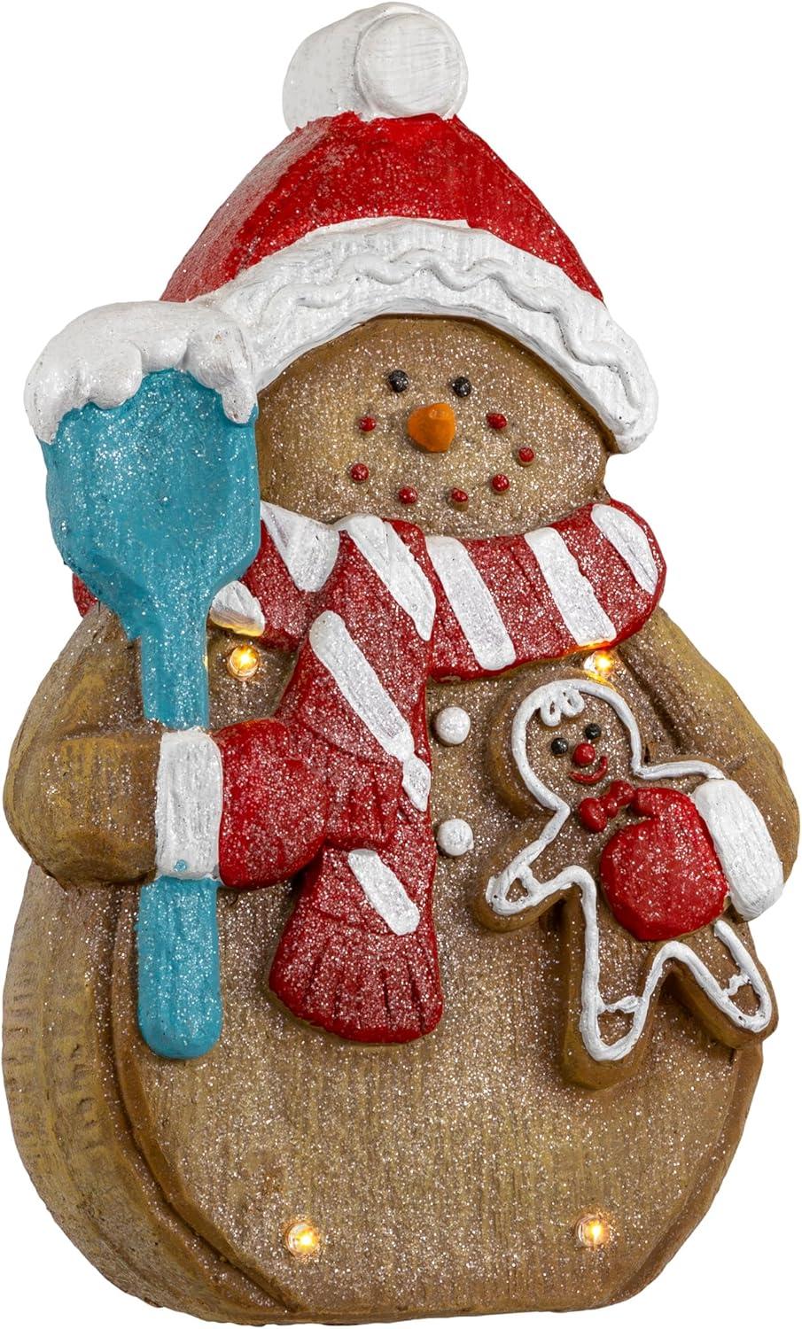 Northlight LED Lighted Gingerbread Snowman with Cookie Christmas Figure - 15.75"