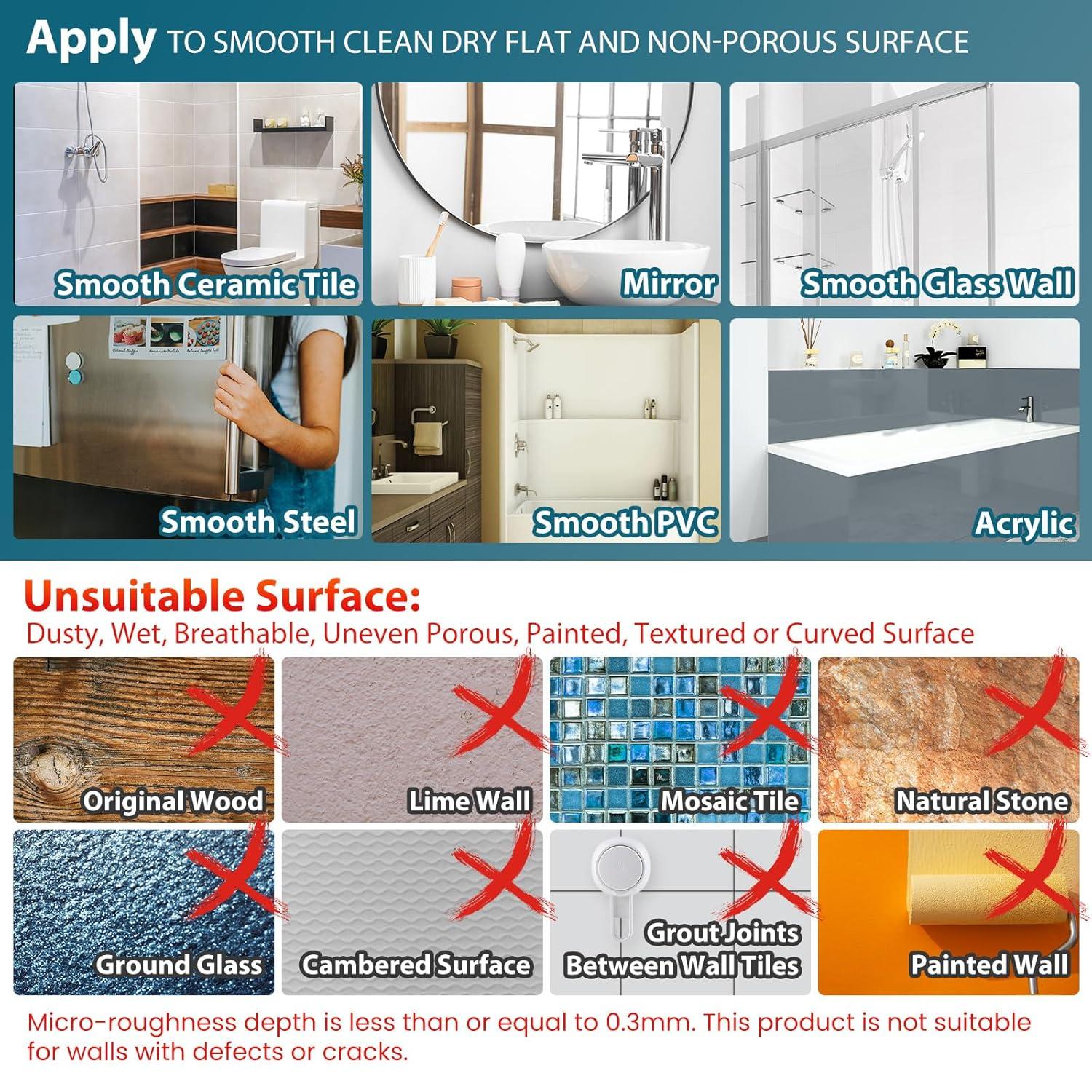 Shower Caddy Suction Cup 2 Pack With Hooks & Soap Holder, Heavy Duty Shower Organizer For Bathroom