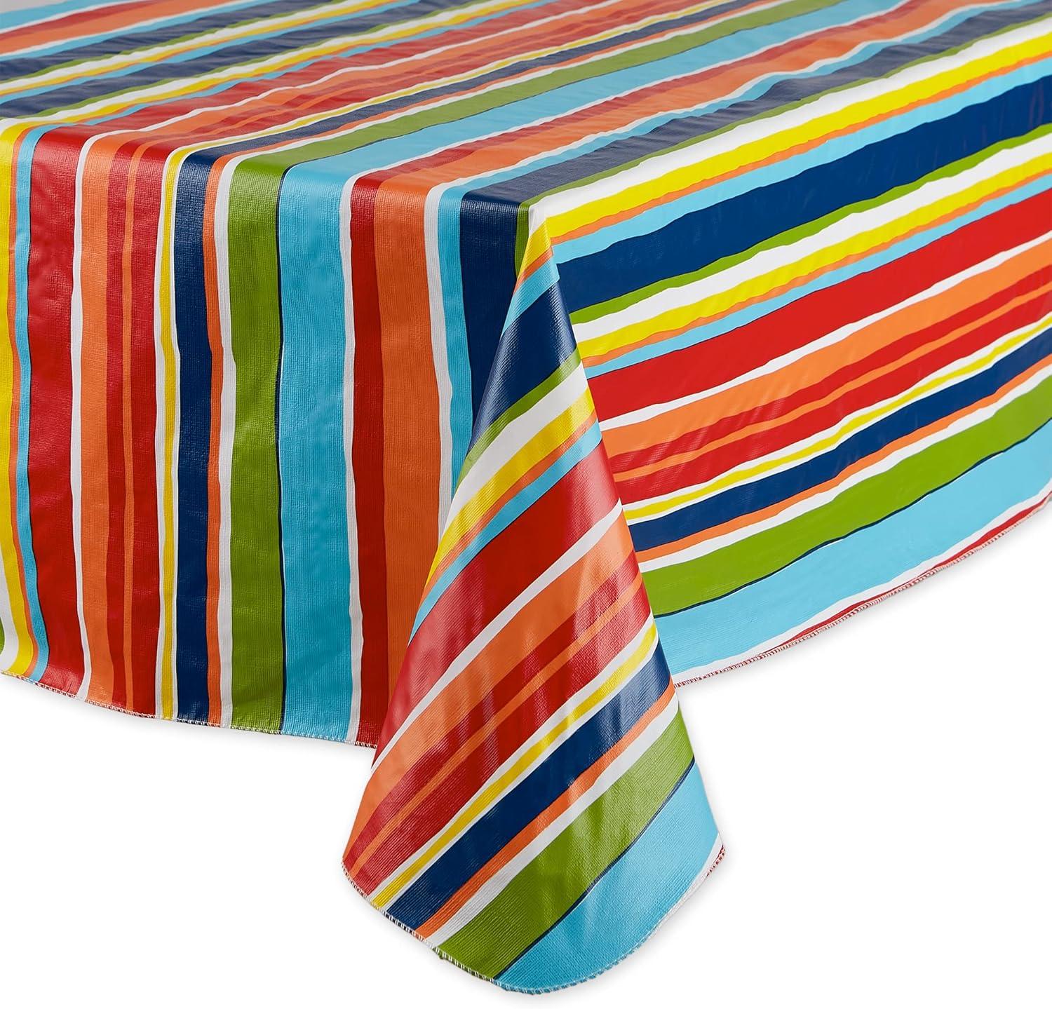 Summer Stripe Vinyl Tablecloth 60x84