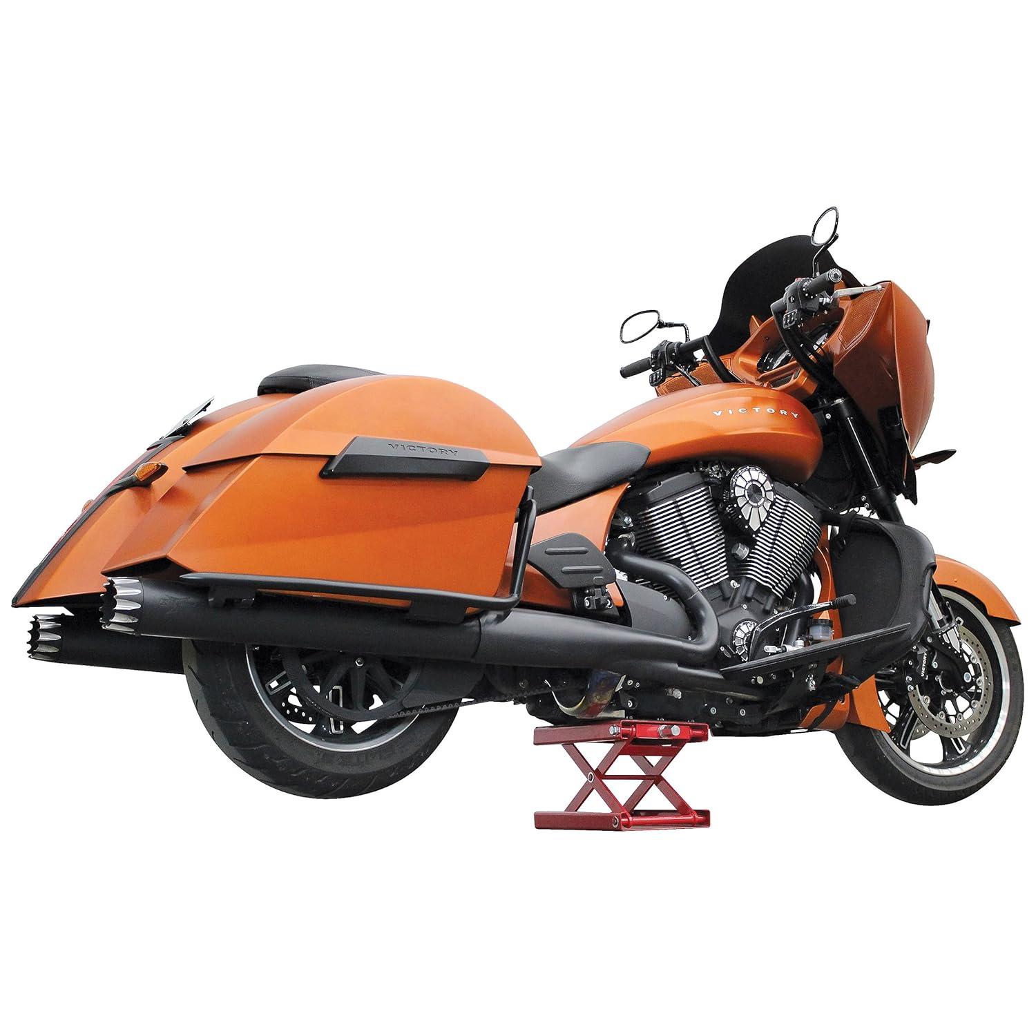 Extreme Max 5001.5044 1100 lb. Motorcycle Scissor Jack for Repair and Maintenance - Wide Non-Slip Padded Deck (9" x 15-1/8")