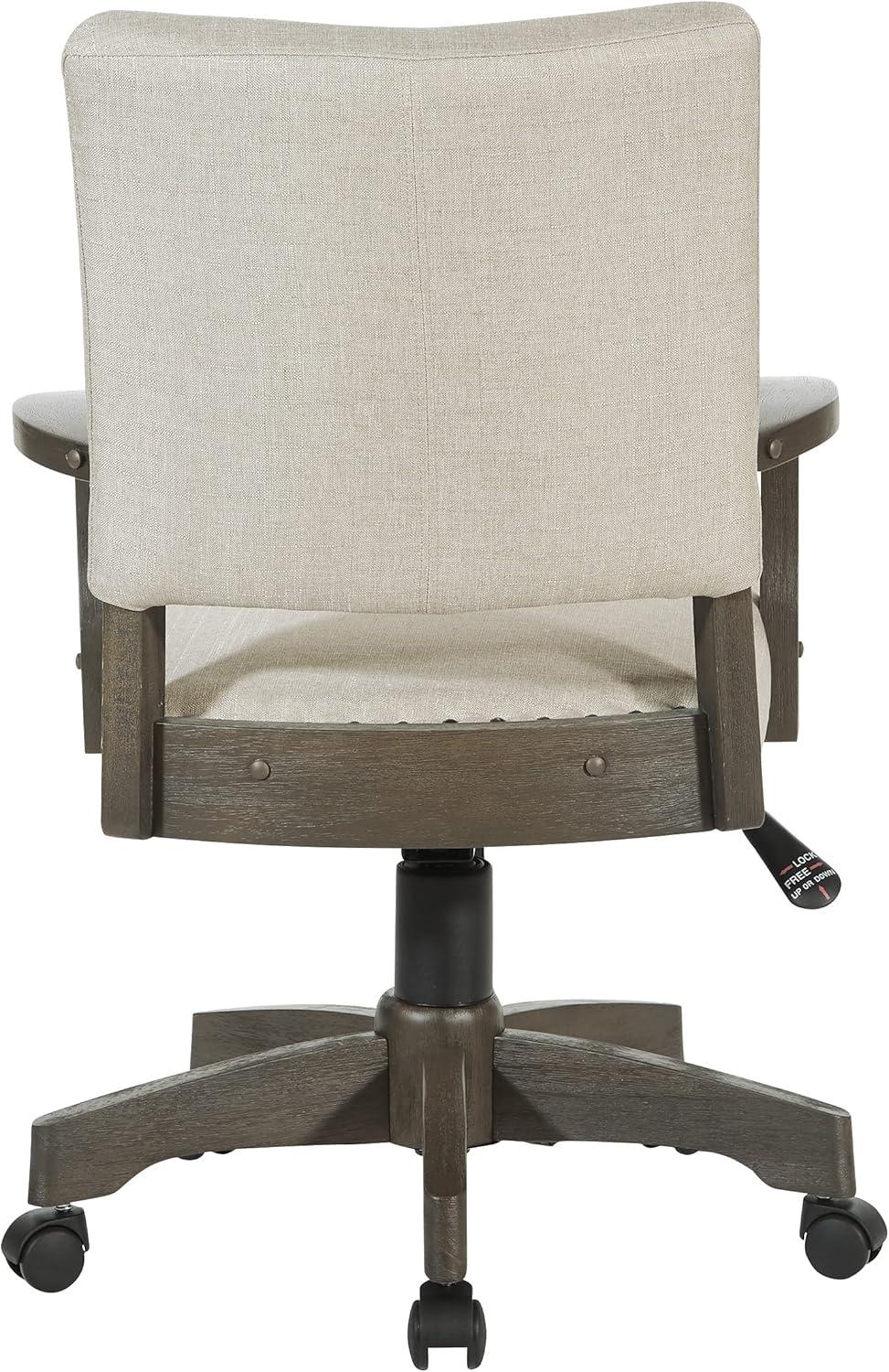 Santina Bankers Chair with Antique Gray Finish and Ivory White Fabric