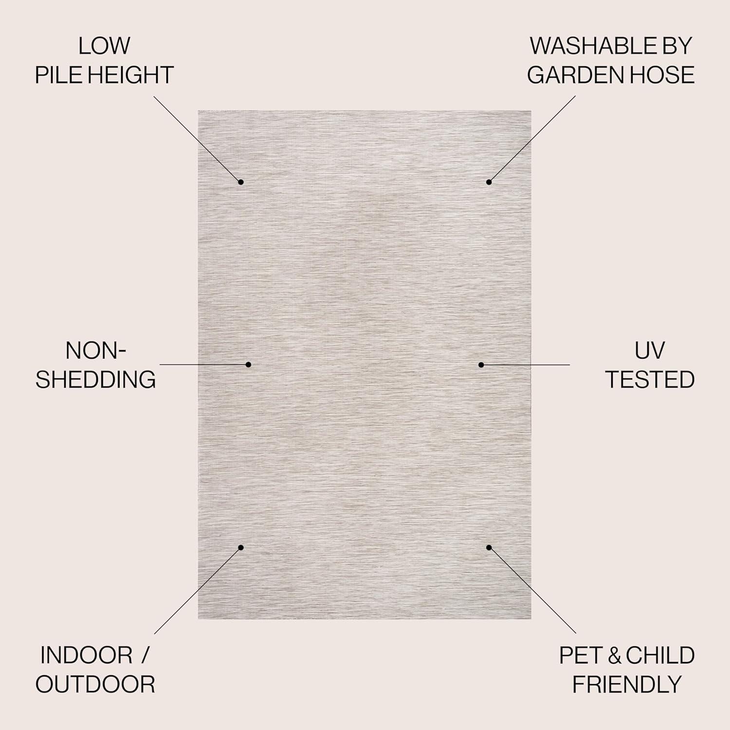 5'x8' Ethan Modern Flatweave Solid  Area Rug, Light Gray - JONATHAN Y