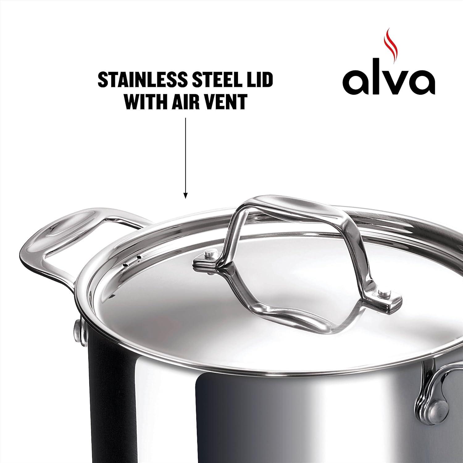 Alva Chef 2.5 Qt Stainless Steel Nonstick Casserole Pot with Lid