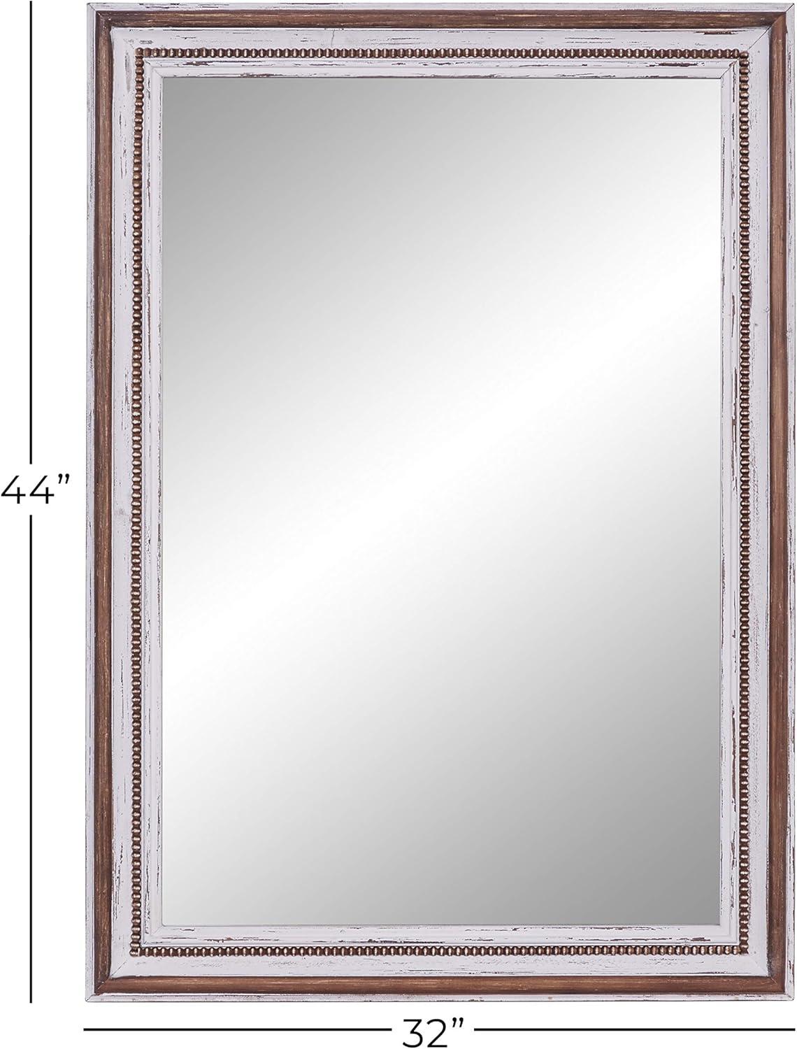 DecMode 32" x 44" Brown Wall Mirror with Beading Accents