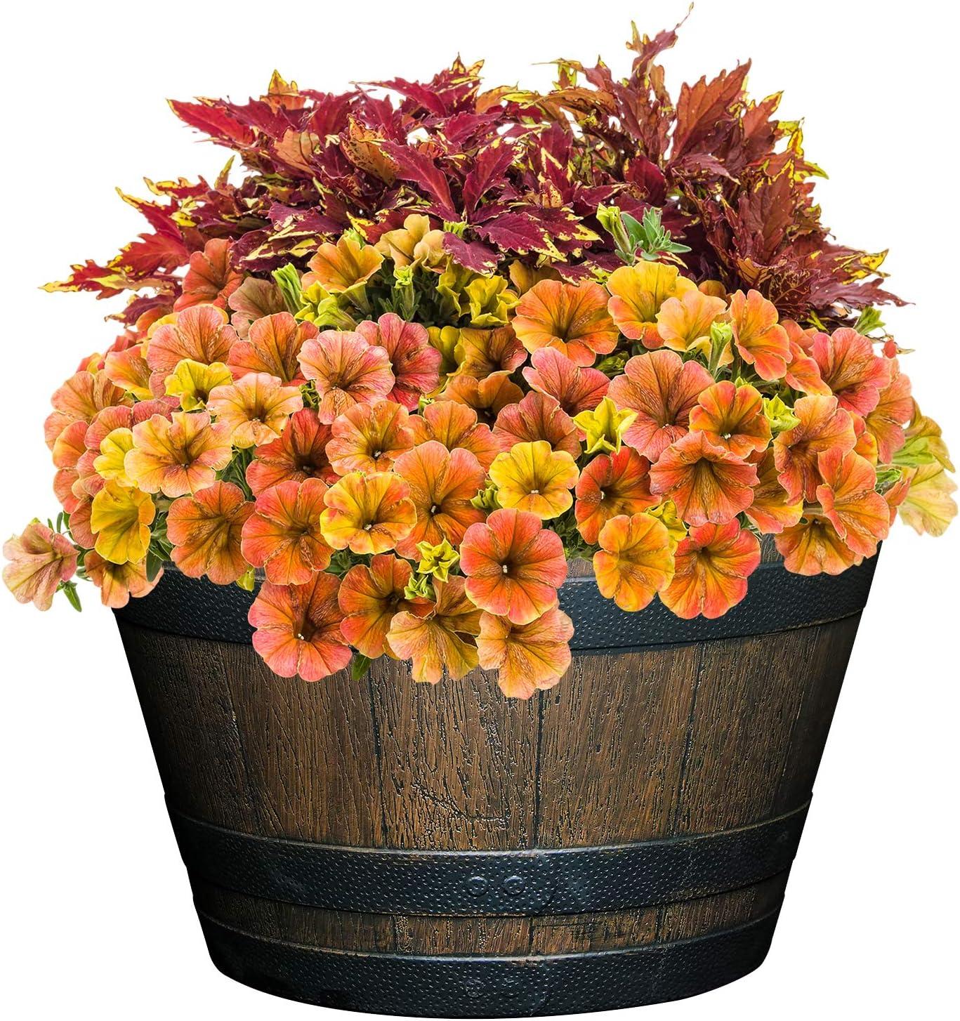 Kentucky Walnut 20.5" Resin Whiskey Barrel Planter