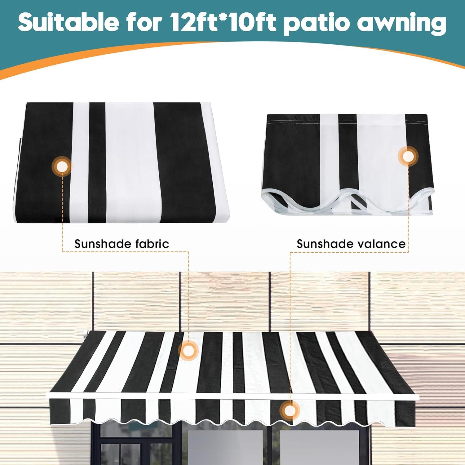 Patio Awning Fabric Replacement Sunshade Canopy for Retractable Awnings