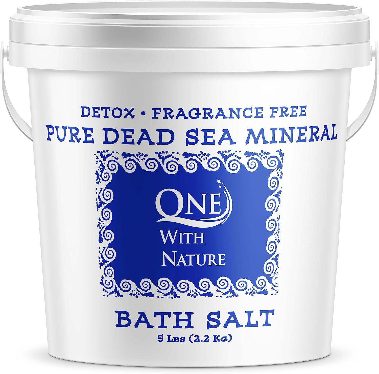 Dead Sea Mineral Bath Salt 5 Lb. Fragrance Free, 100% pure, Magnesium, Sulfur, Minerals. All Skin Types, Problem Skin. Acne Treatment, Eczema, Psoriasis, Therapeutic.