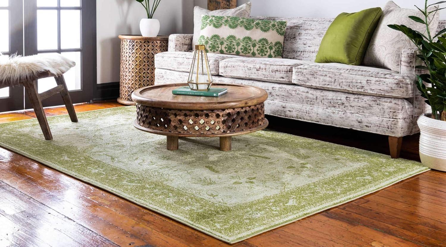 Unique Loom La Jolla Collection Area Rug - Floral (9' x 12' Rectangle Light Green/Green)