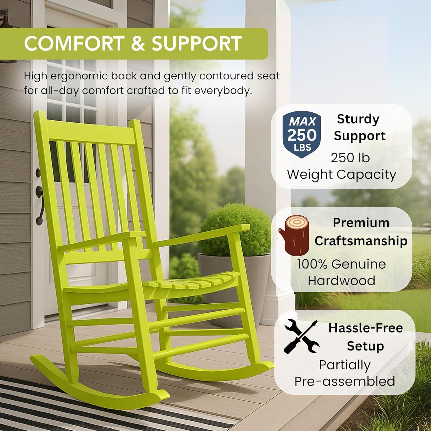 Shine Company Traditional Hardwood Indoor/Outdoor Patio Porch Rocker in Green
