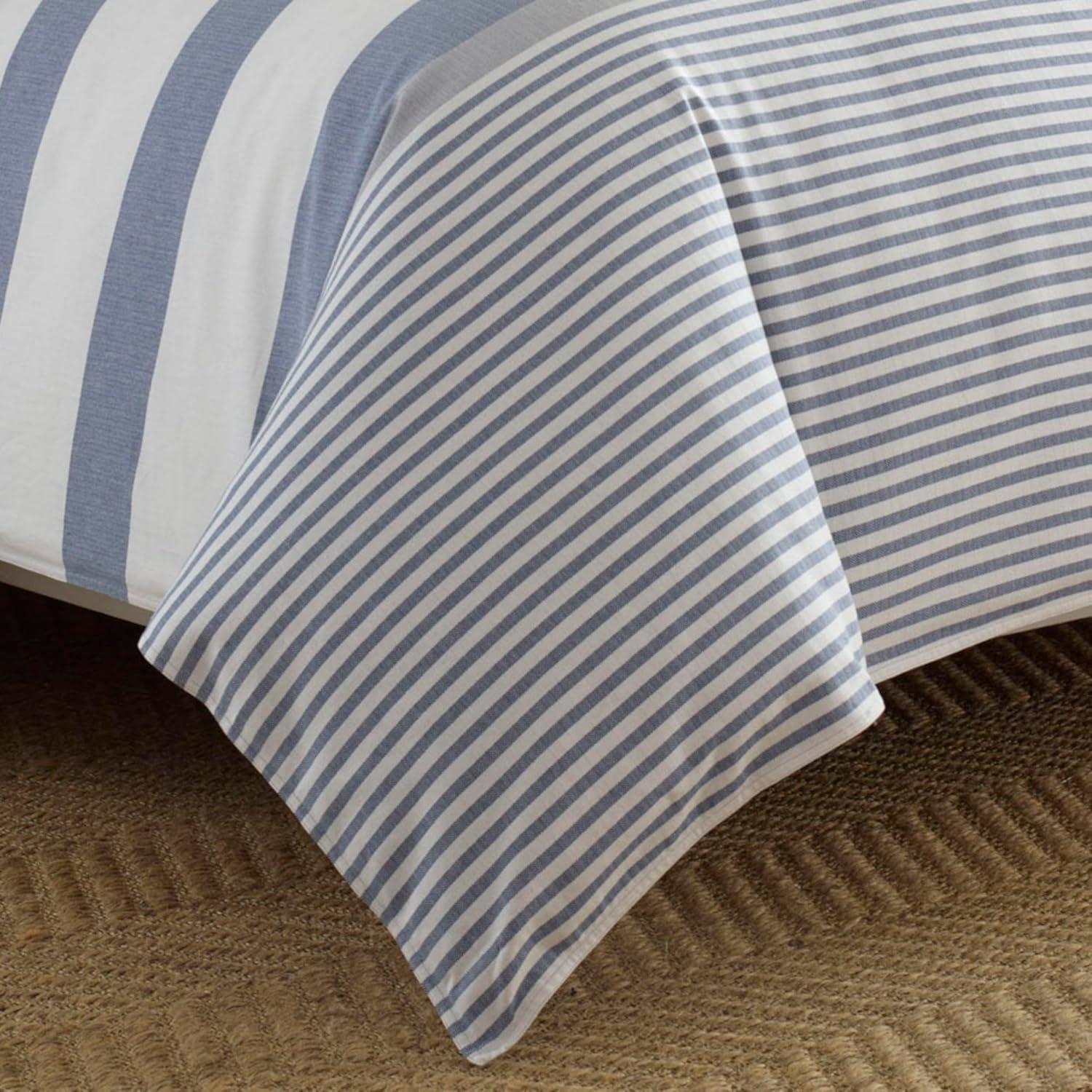 Twin Blue and White Cotton Nautical Duvet Cover Set