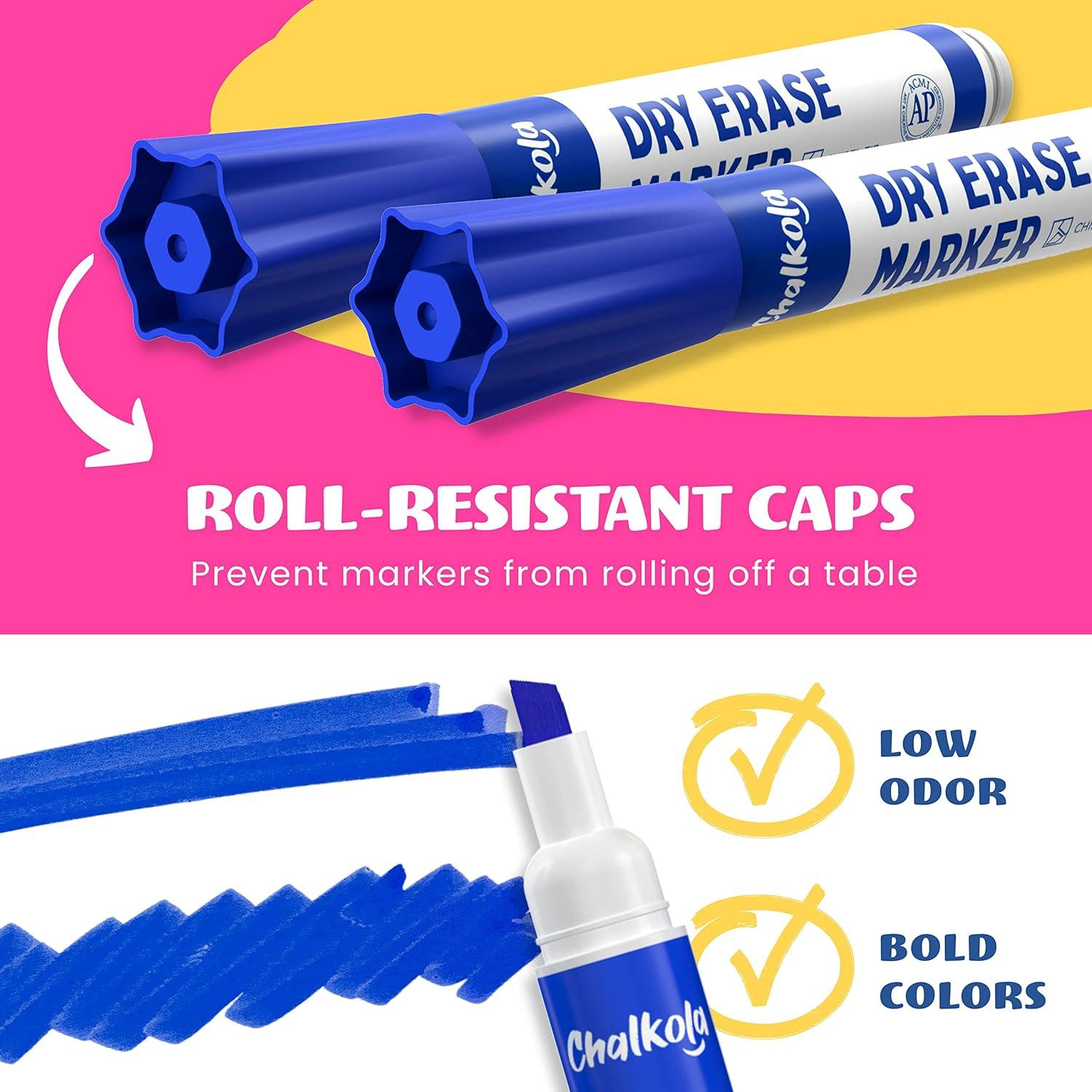 Chalkola Bulk Dry Erase Markers for Classroom (120 Pack, 12 Vibrant Colors) | Erasable, Low Odor, Chisel Tip WhiteBoard Markers, Dry Erase Pens for Kids, Teachers - Office, Home, School Supplies