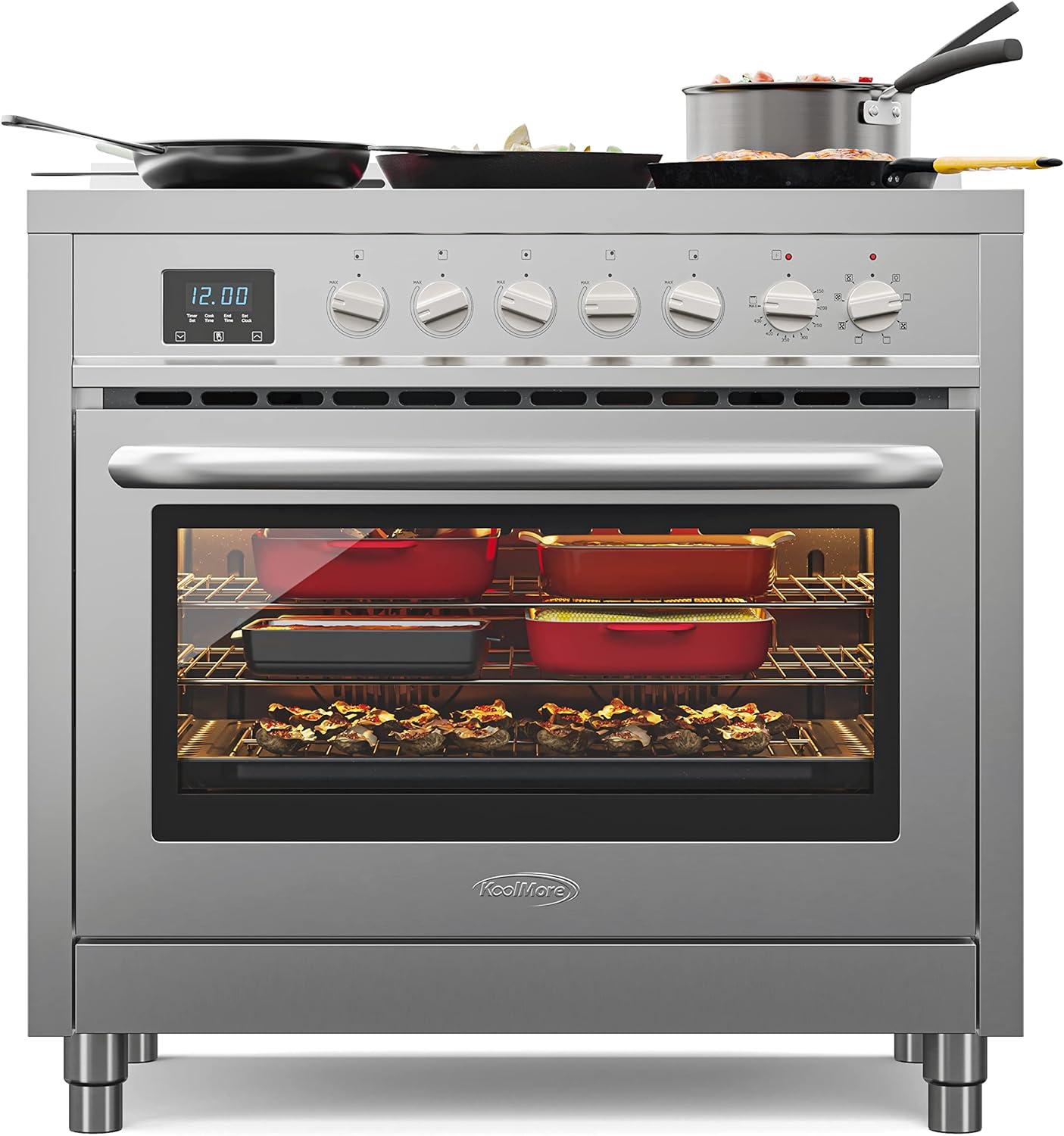 36 in. Professional Electric range Stainless Steel with Legs, 4.3 cu.ft. KM-FR36EE-SS