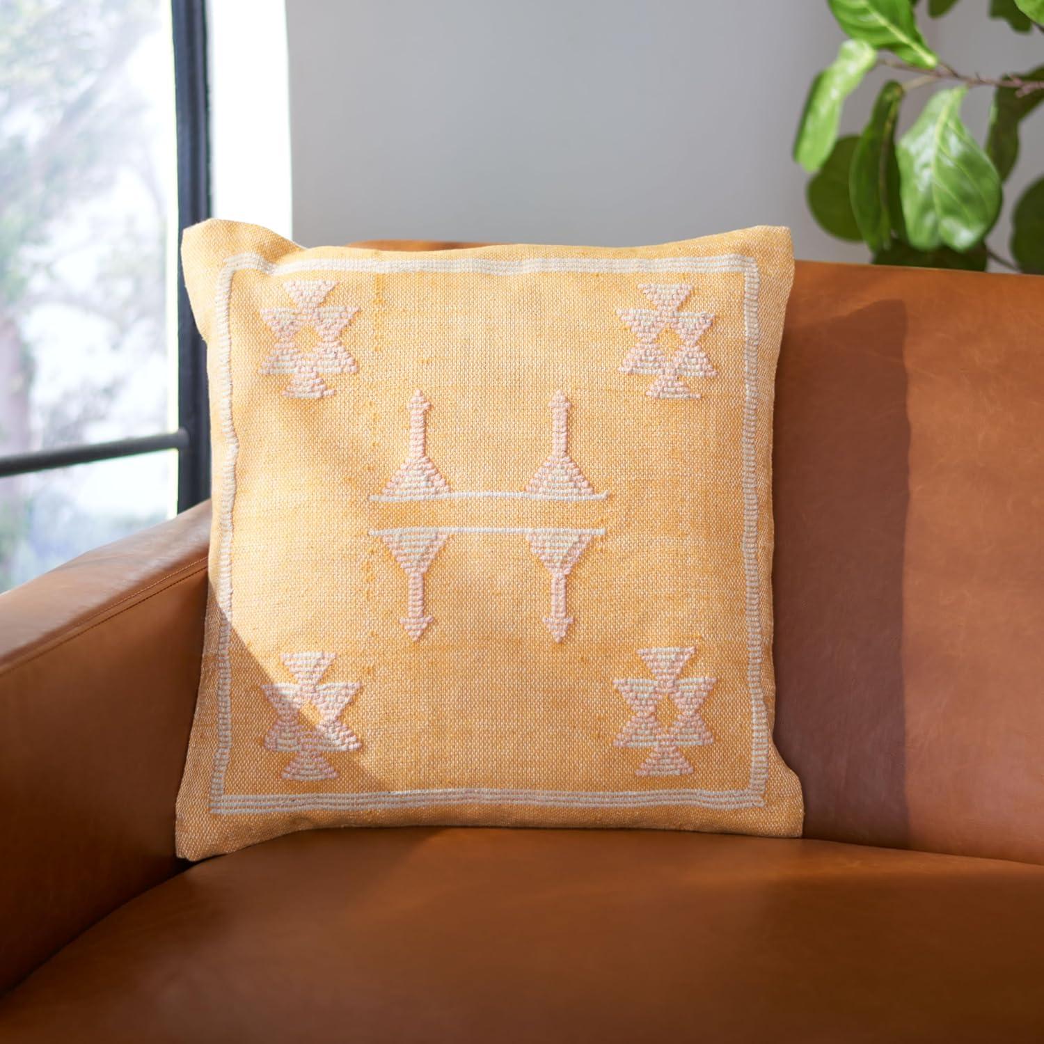 SAFAVIEH Kiba Aztec Accent Pillow, 18" x 18", Mustard