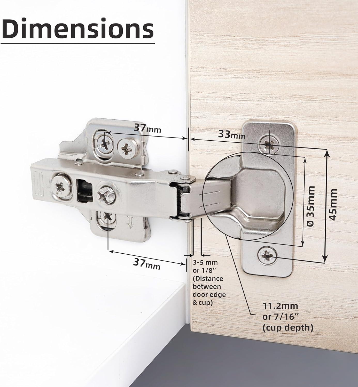 DecoBasics 105° Soft Close Frameless Steel Cabinet Hinges