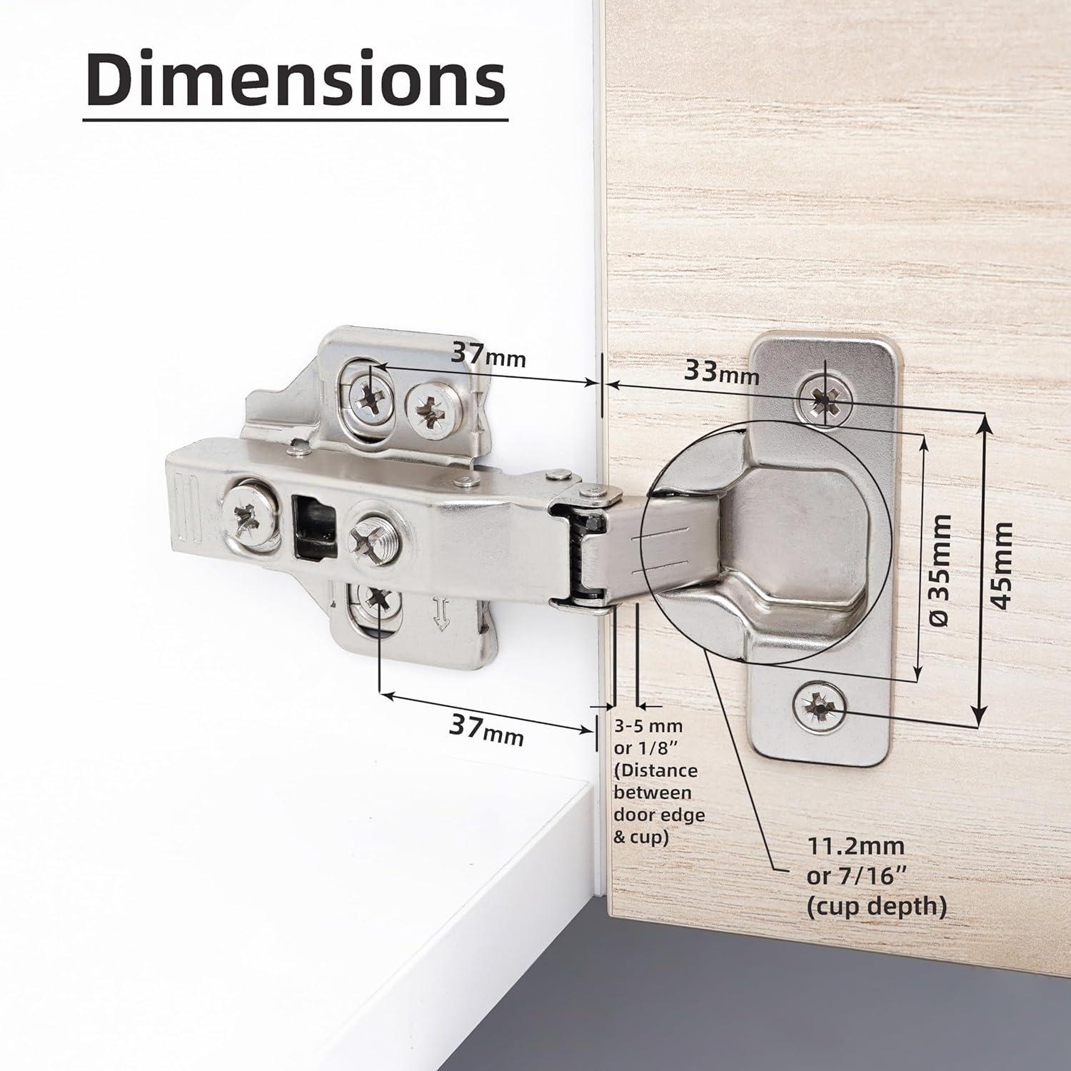 Decobasics Half Overlay -105° Frameless Cabinet Door Hinge -3 Way Adjustability
