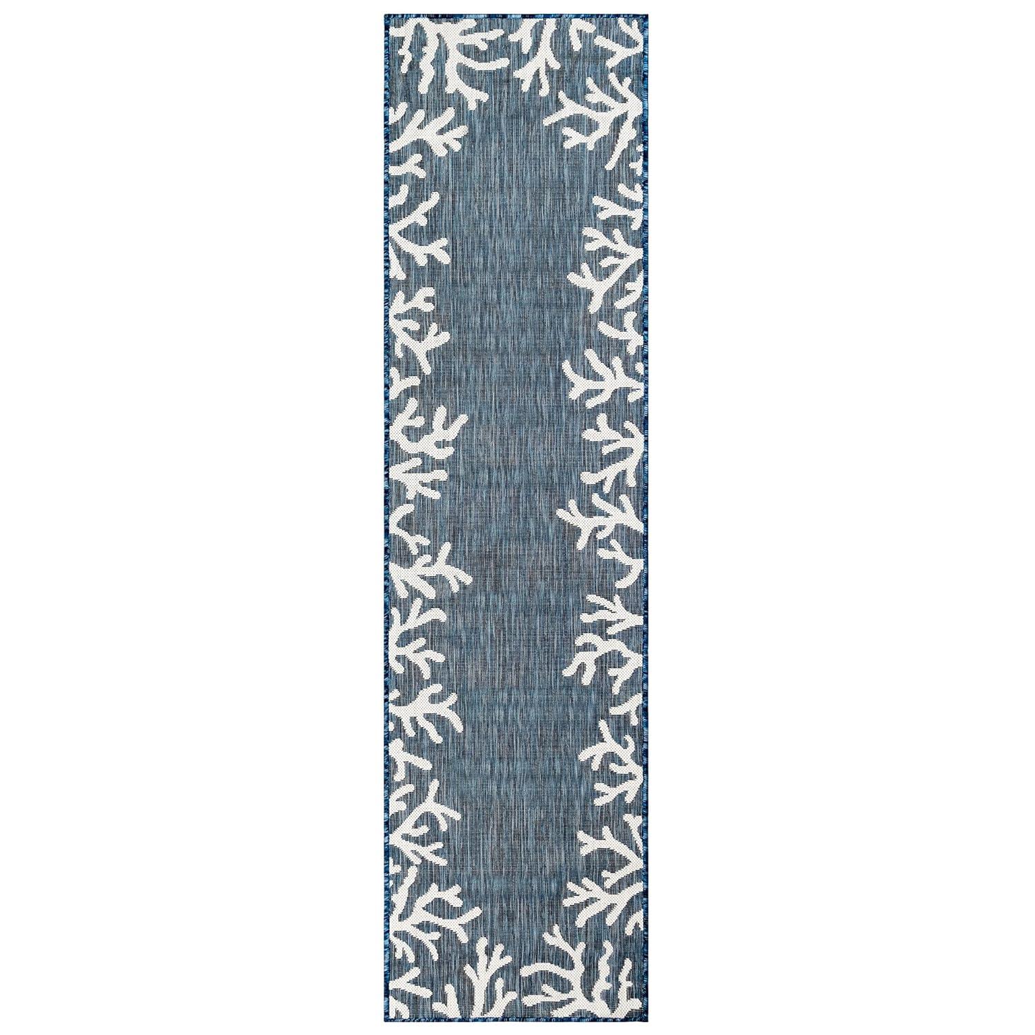 Liora Manne Carmel Coral Border Indoor/Outdoor Rug Navy 1'11" x 4'11"