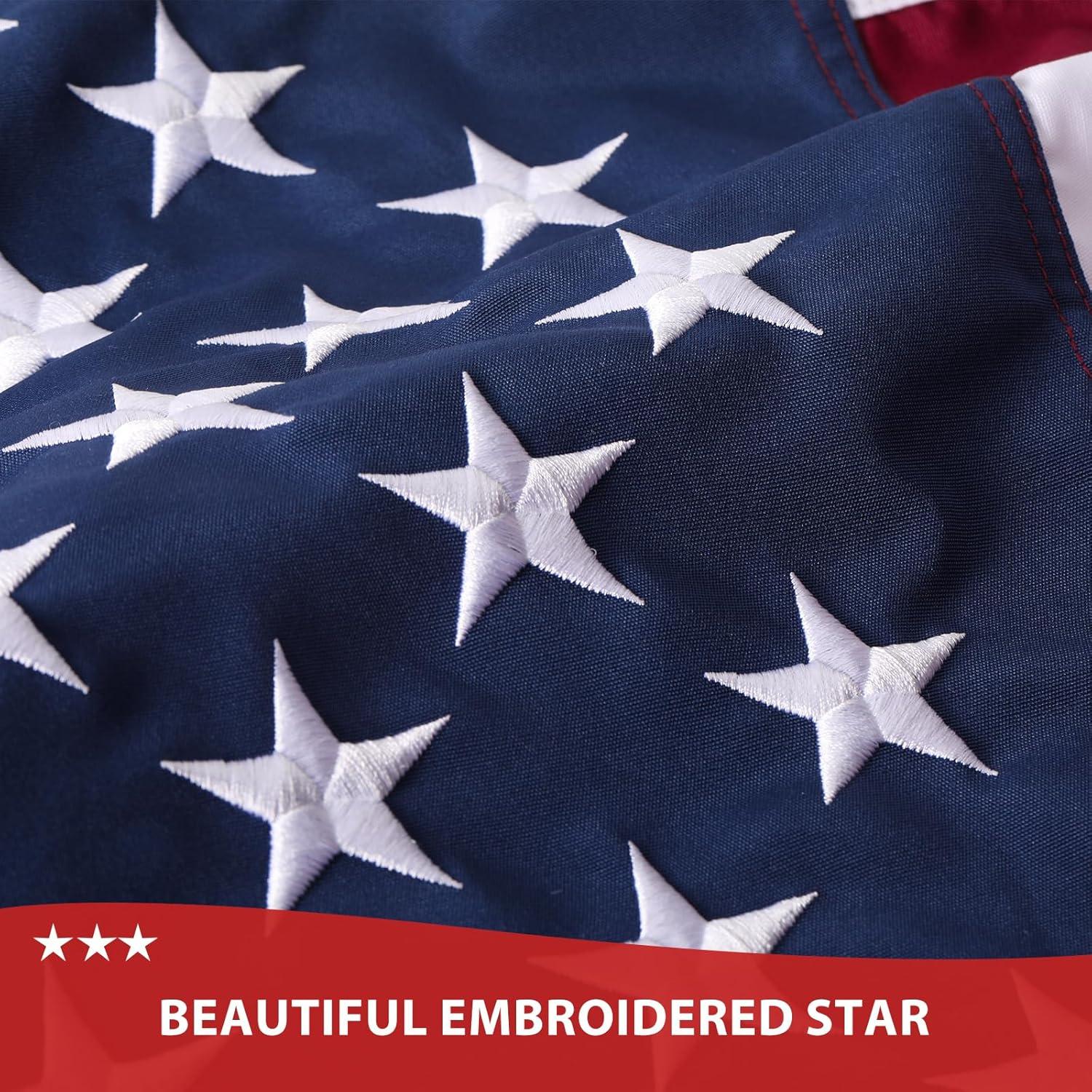 Patriotic Blue Polyester Outdoor American Flag with Embroidered Stars