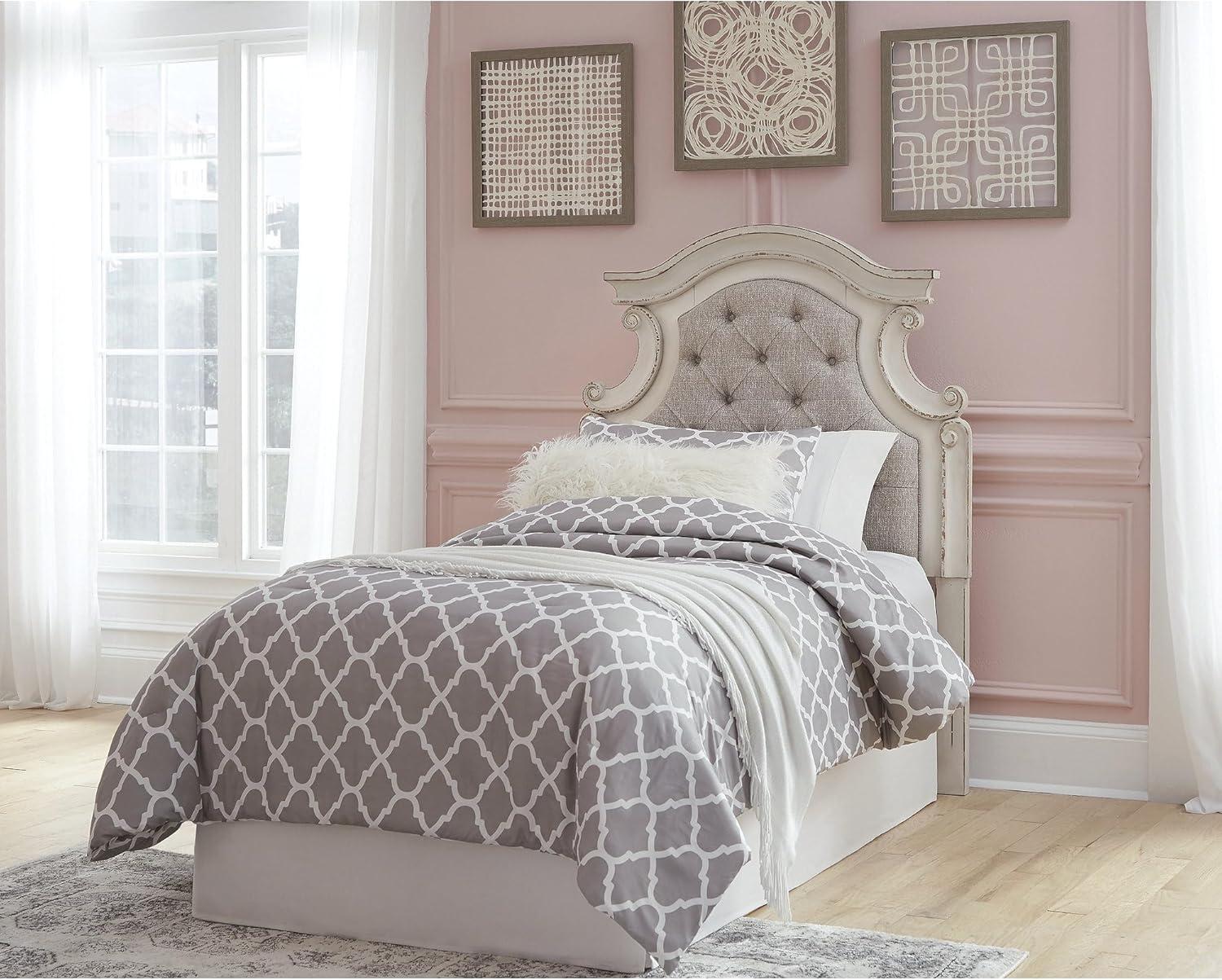 Twin Realyn Upholstered Panel Headboard Beige - Signature Design by Ashley: Vintage Style, Tufted, Wood Frame Mounted