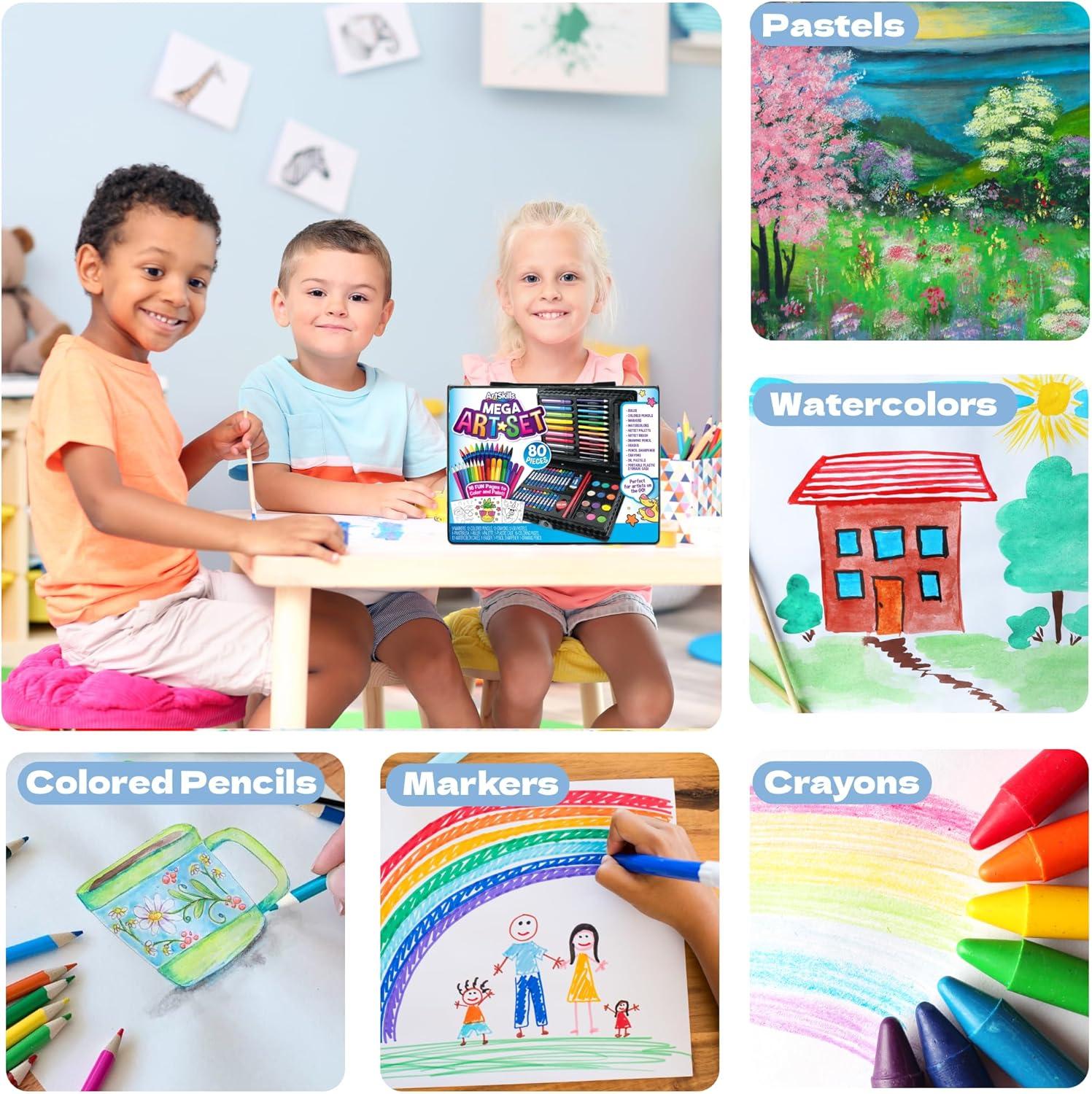 ArtSkills Multi-Medium Complete Art Kit for Beginner Unisex Kids and Teens, Drawing Set, 80 Pieces