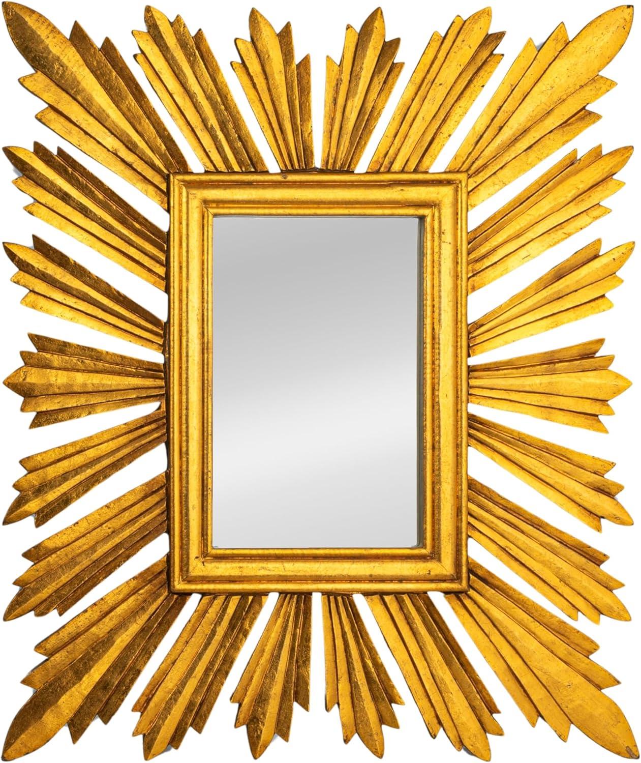 Creative Co-Op Sunburst Rectangular Wall Mirror, Gold