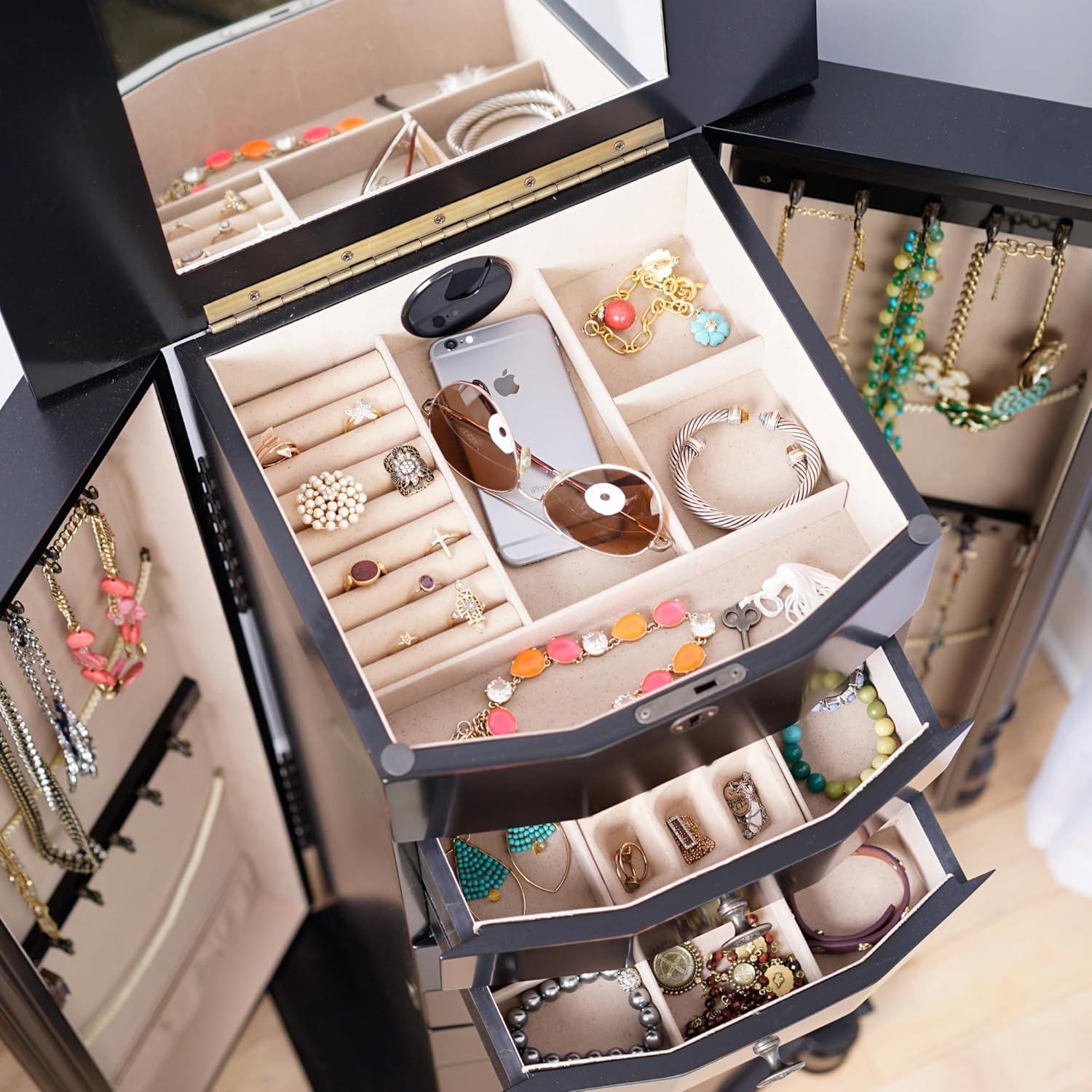 Hives and Honey Florence 8 Drawer Standing Jewelry Armoire - Rich Black