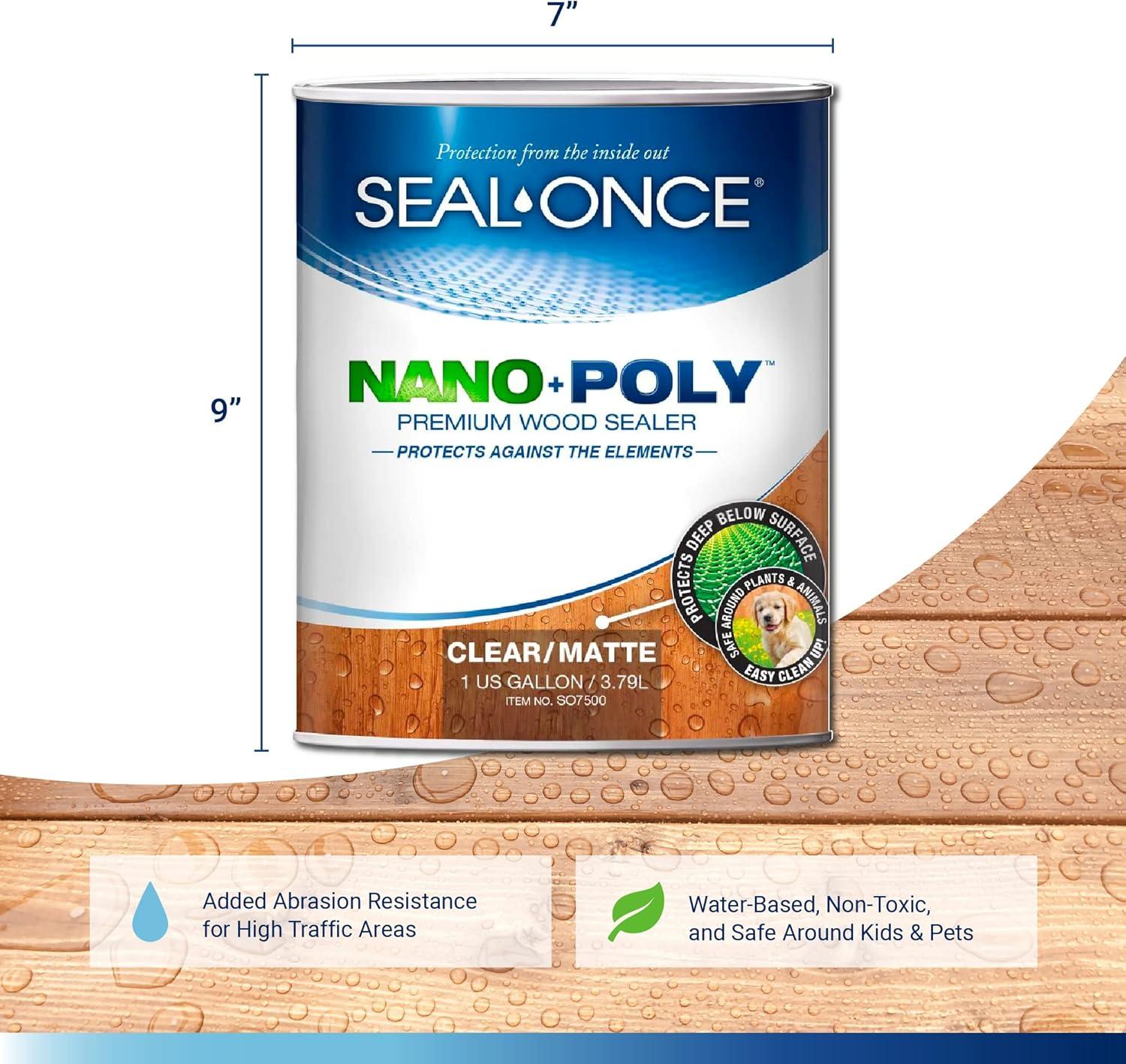 Seal Once Clear NANO+POLY Premium Wood Sealer, 1 Gallon