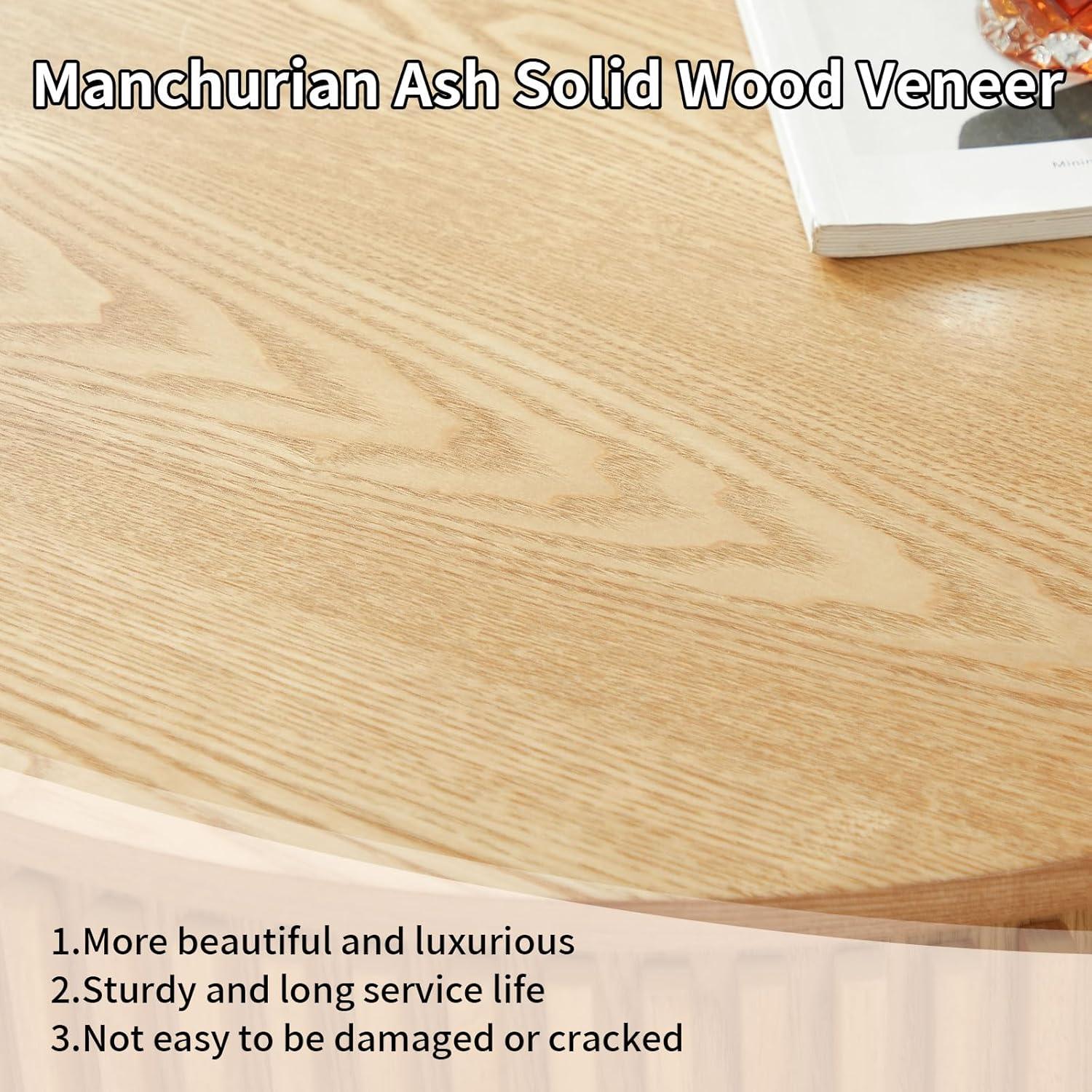 HomVent 31.5'' Round Coffee Table with Storage, Modern Wooden Coffee Table with Solid Wood Veneered, Circle Center Table Accent Tea Table for Living Room, Small Space, Apartment