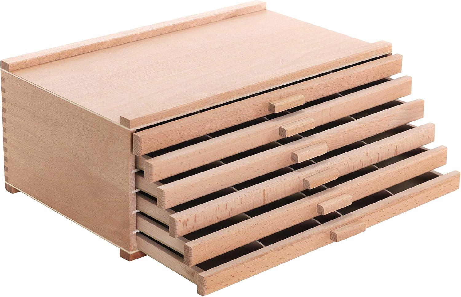 Natural Elm 6-Drawer Wooden Artist Storage Box