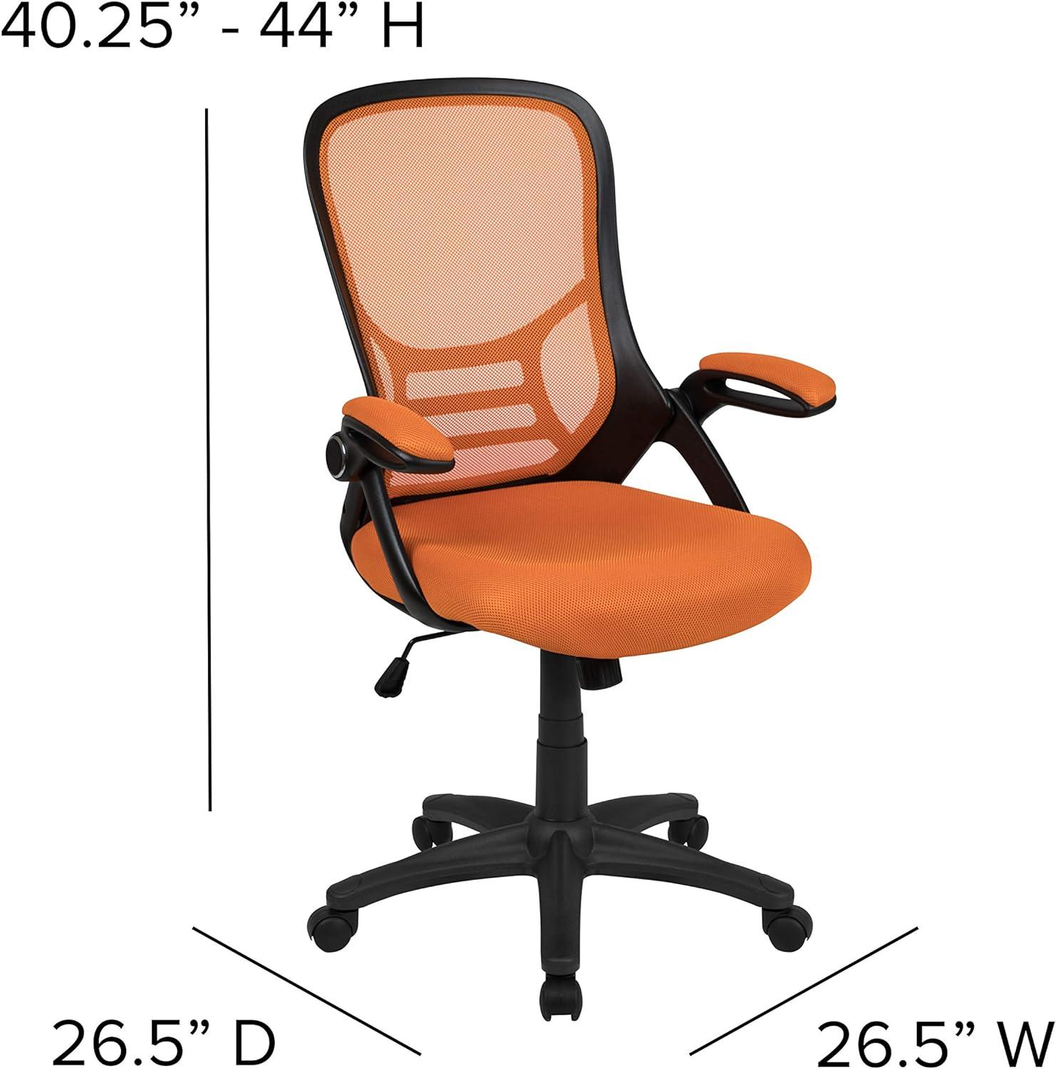 High Back Orange Mesh Ergonomic Swivel Office Chair with Adjustable Arms