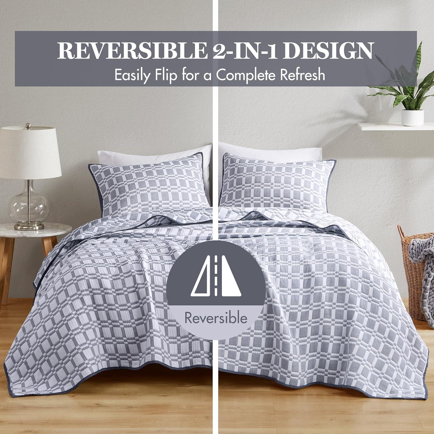 Harlow 3 Piece Reversible Matelasse Coverlet Set