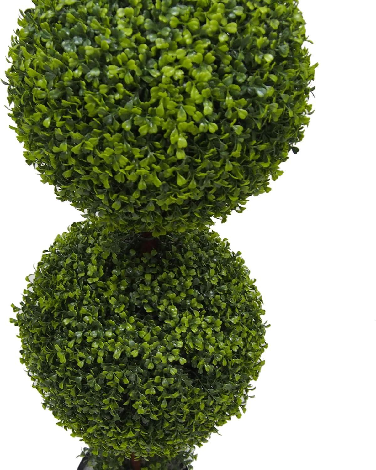 Vickerman 5' Artificial Potted Triple Ball Green Boxwood Topiary. Ball sizes are 10", 12" and 14".