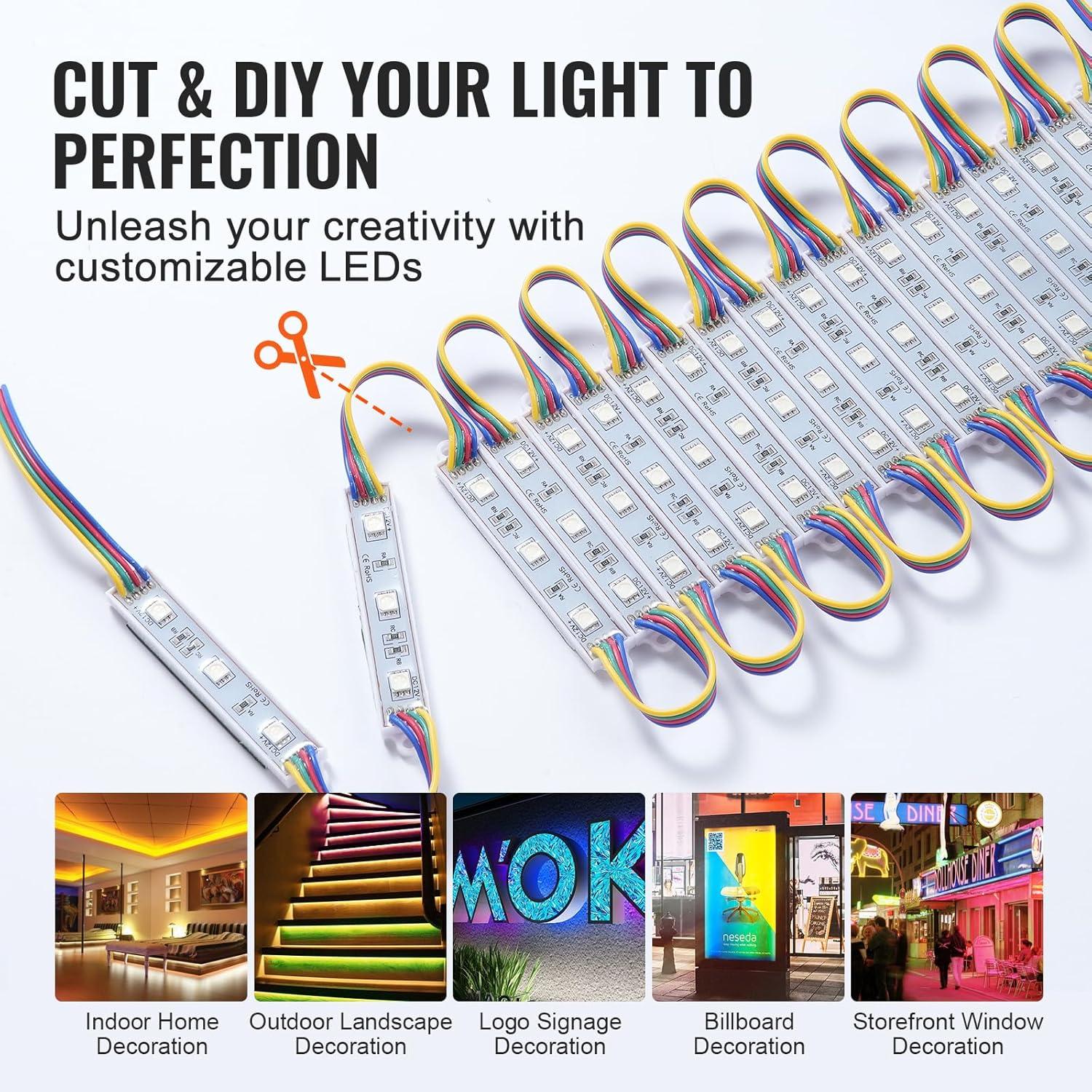 KFFKFF LED Storefront Lights 80PCS 41 ft LED Module Lights 3-LED 5050 SMD RGB