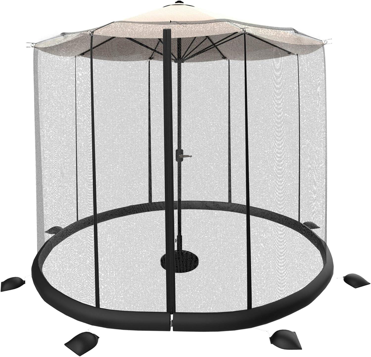 Pure Garden 50-LG1205 10-11 ft. Bug Screen for Table Umbrella Mosquito Net, Black