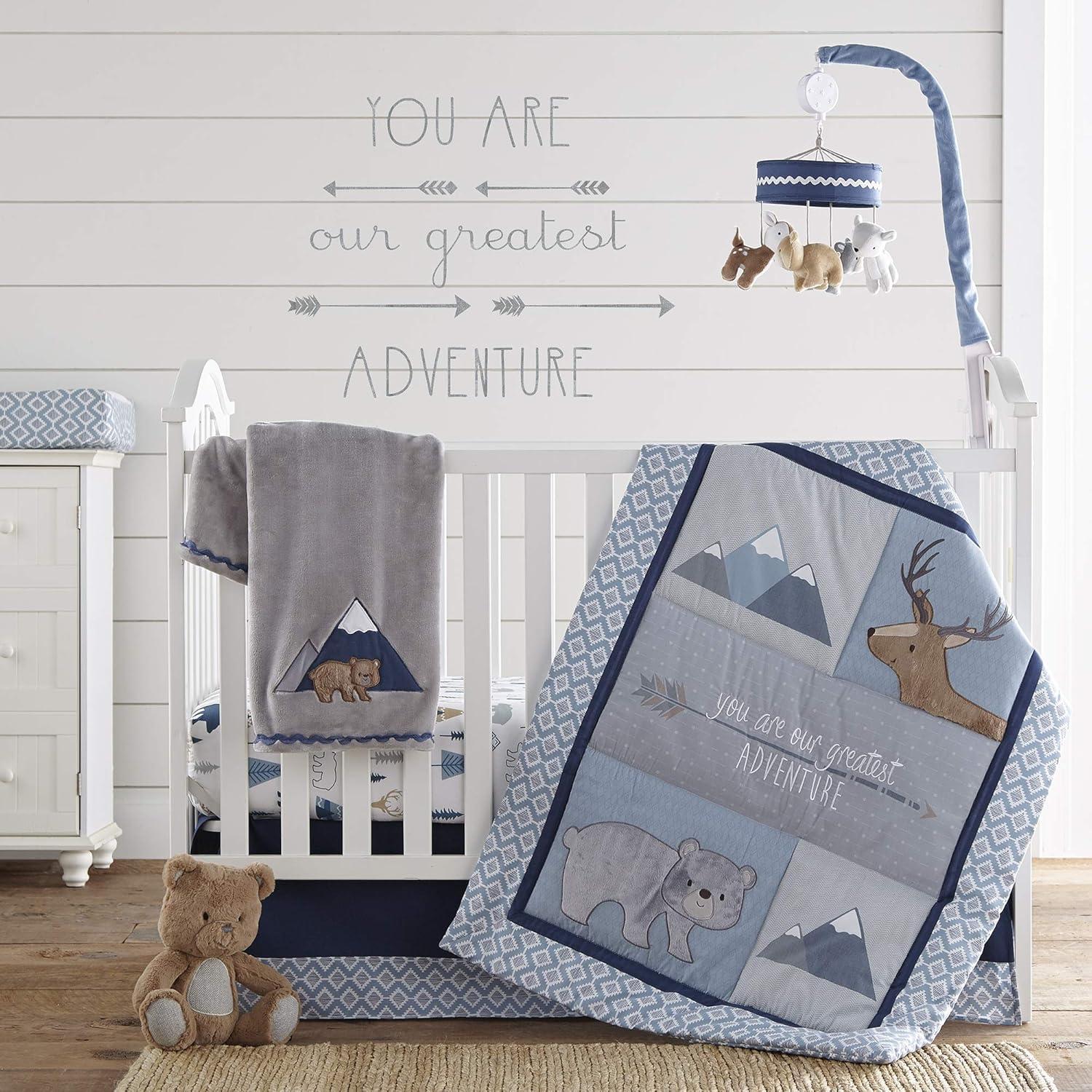Levtex Baby 4 Piece Nursery Bedding Sets Crib Bed with Quilt Cover and Fitted Sheet and Wall Decal and Dust Ruffle