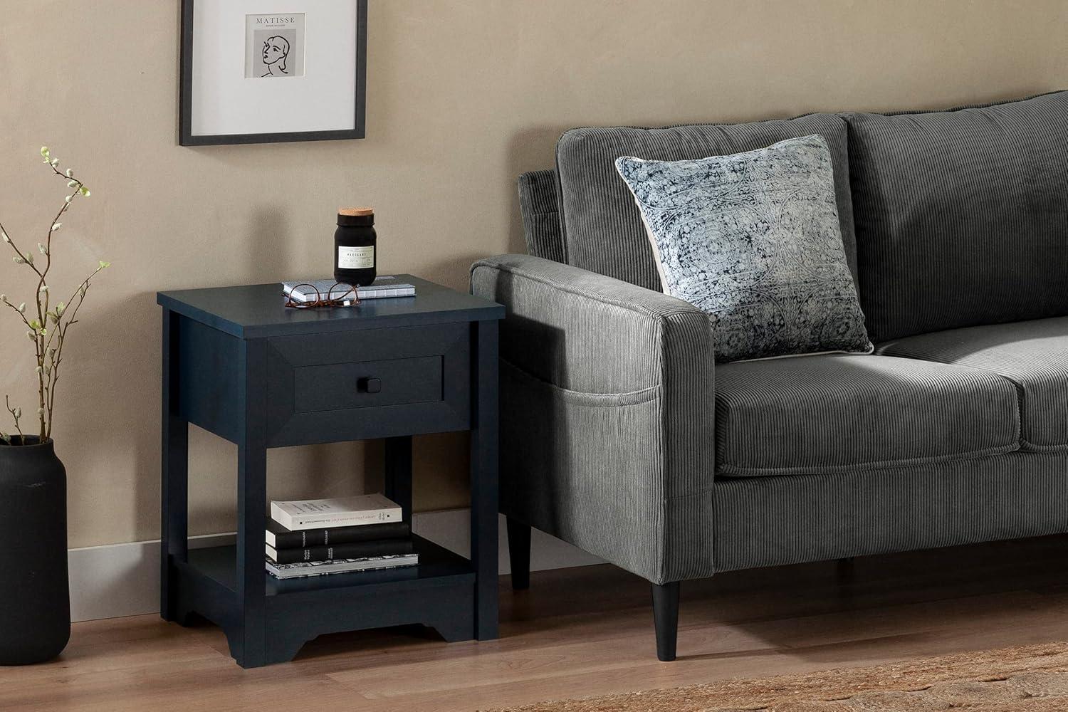 Farnel End Table Navy Blue - South Shore: Laminated Particle Board, 22.5" High, CARB Certified
