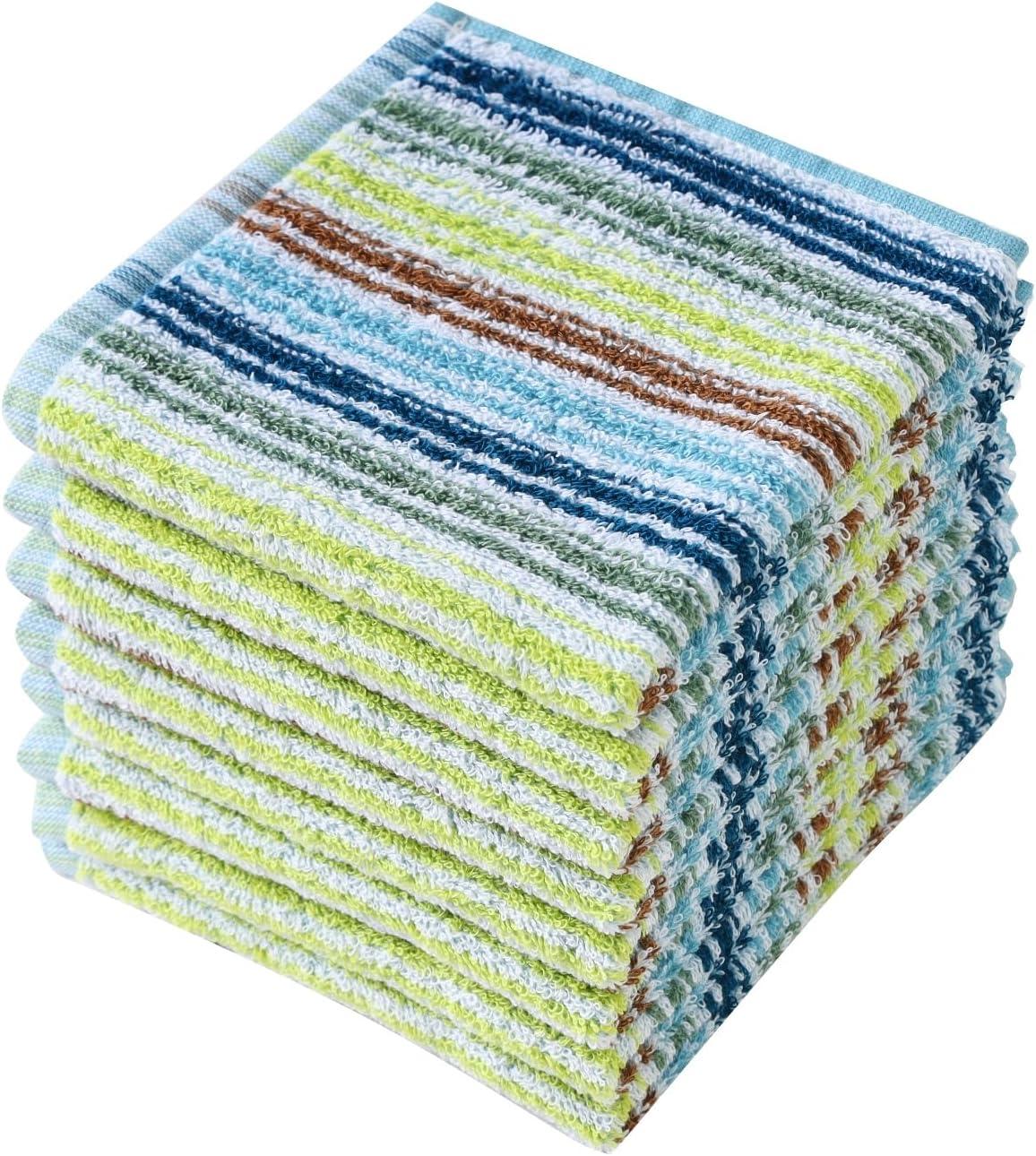 8Pcs Kitchen Dishcloths for Washing Dishes, Ultra Absorbent Dish Rags, Cotton Cleaning Cloths , 12x12 Inches (Mix)