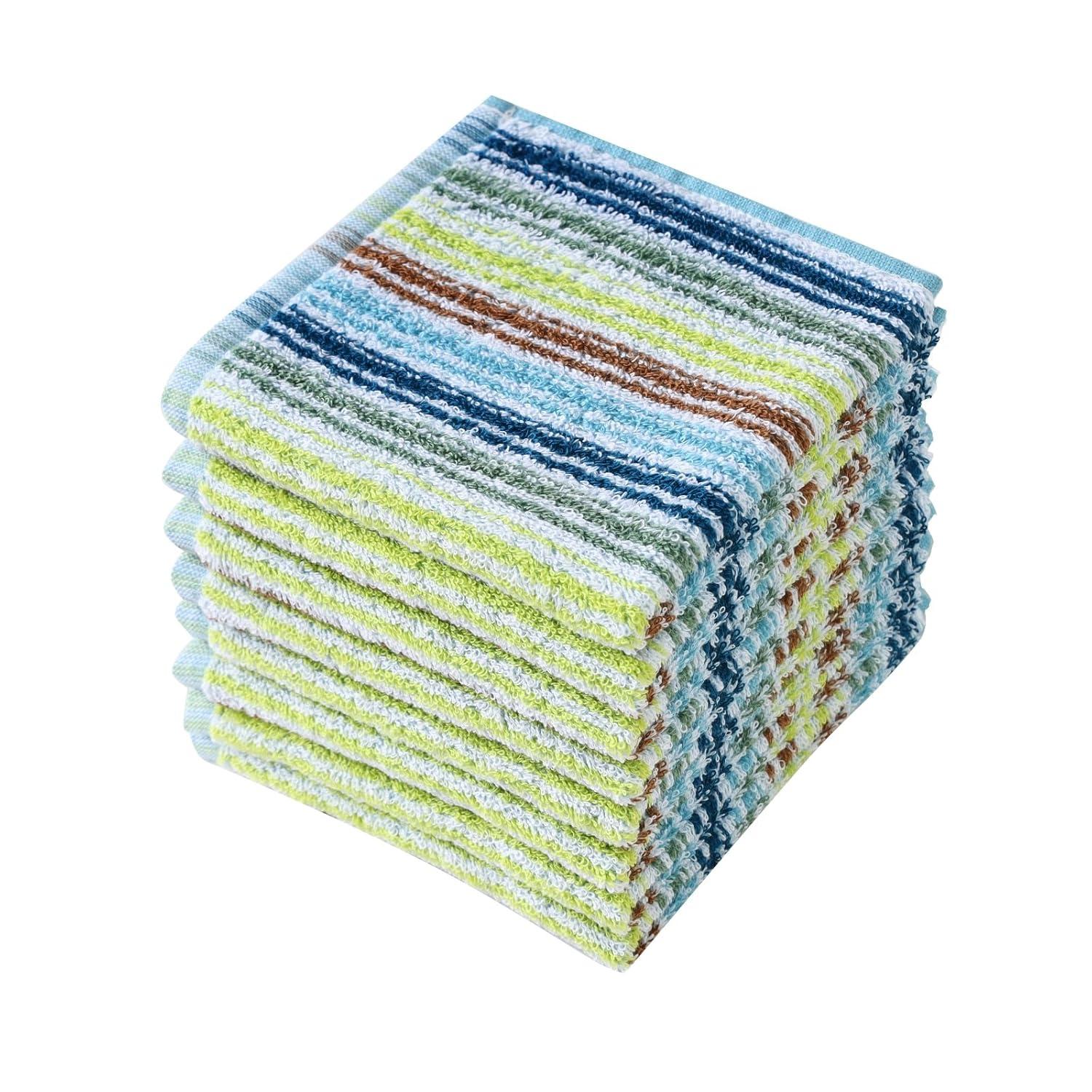 8Pcs Kitchen Dishcloths for Washing Dishes, Ultra Absorbent Dish Rags, Cotton Cleaning Cloths , 12x12 Inches (Mix)