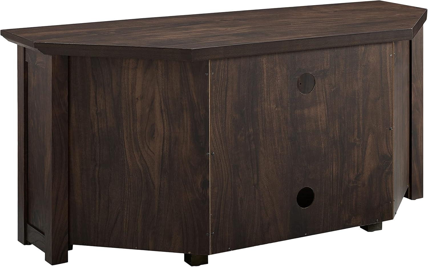 Rustic Dark Walnut Corner TV Stand with Cabinets