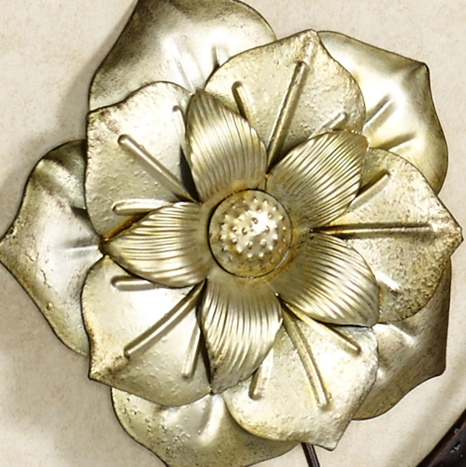 Glorious Summer Floral Rectangular Wall Art Panels with Metallic Accents