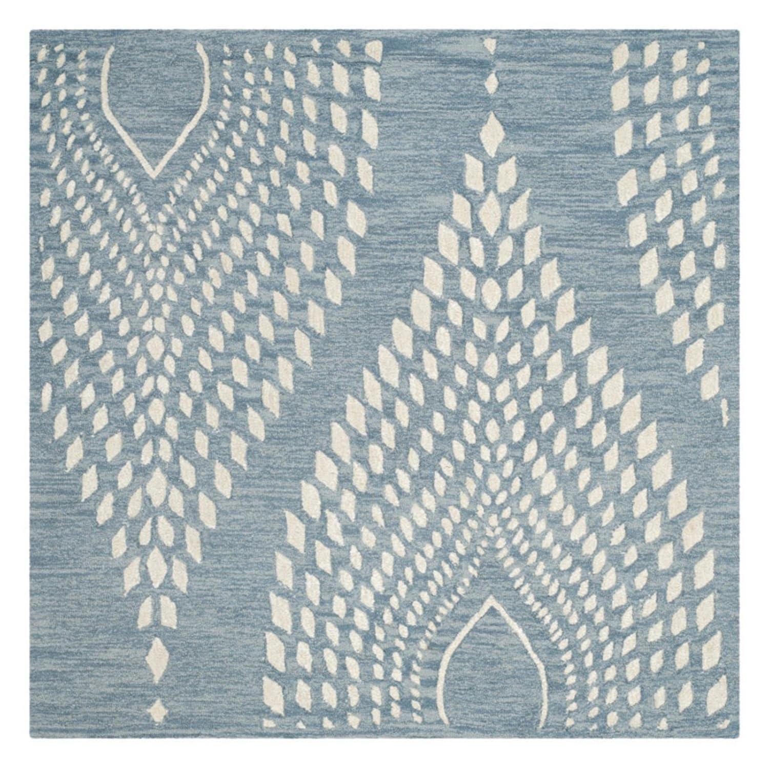 Bella BEL126 Hand Tufted Area Rug - Blue/Ivory - 5'x5' - Safavieh.