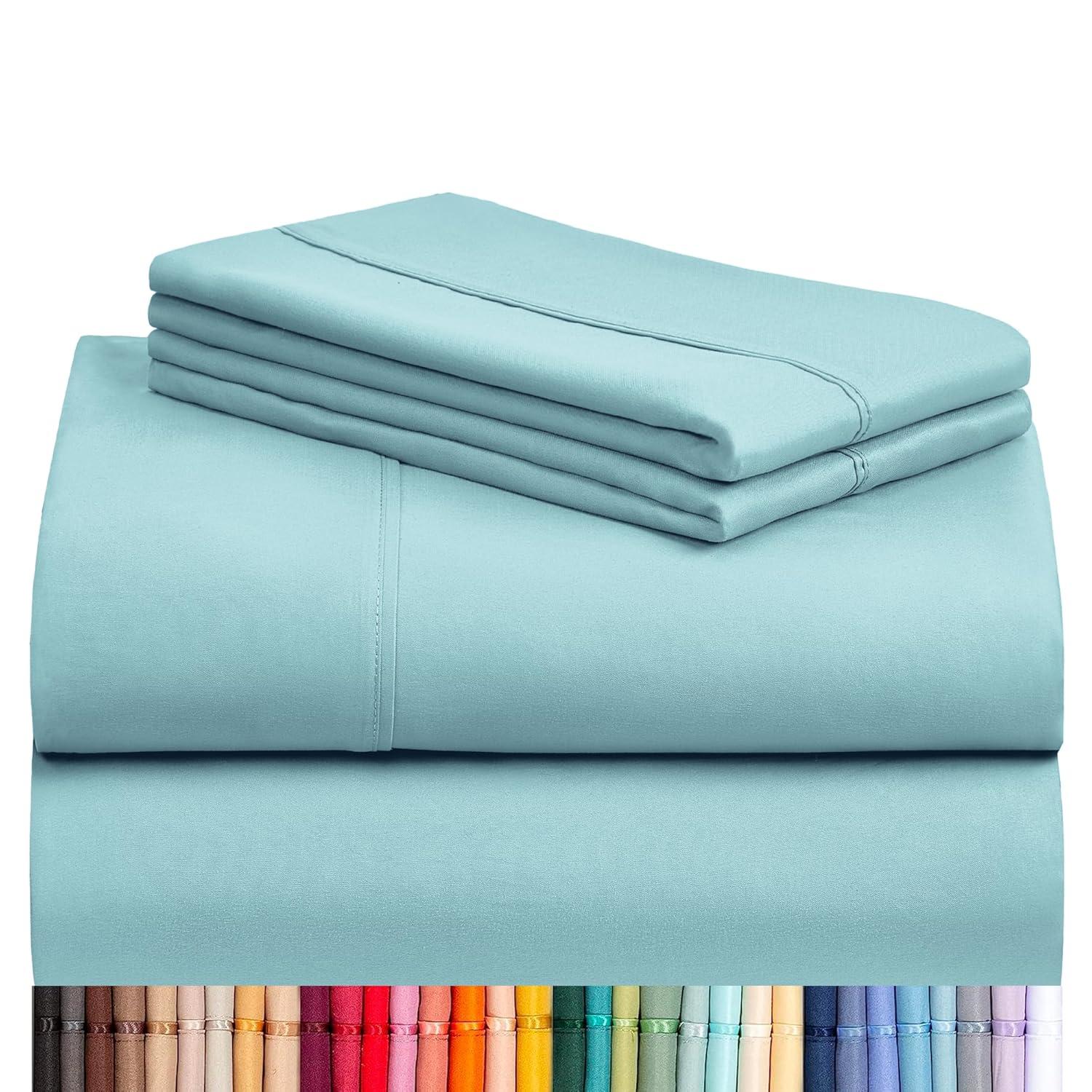 LuxClub 4 PC Aqua Full Silky Soft Cooling Deep Pocket Performance Sheet Set