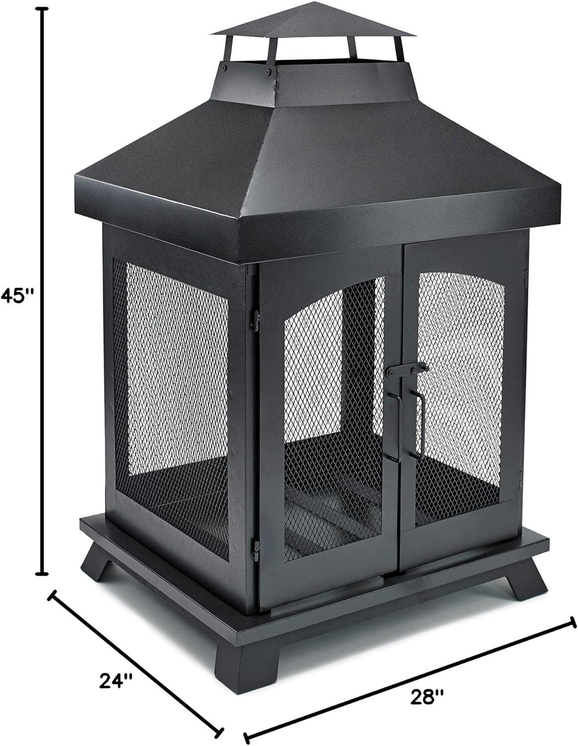 Black Steel 45" Wood Burning Outdoor Chimenea