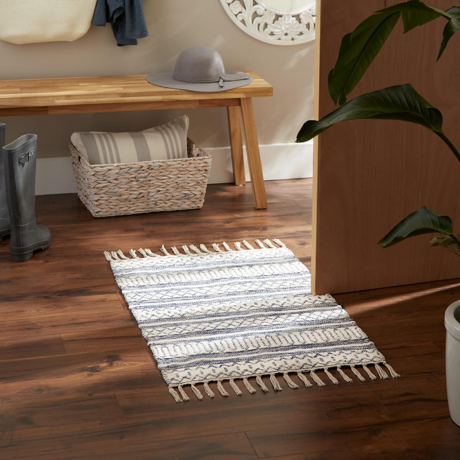 Design Imports Chenille Doodle Lines Rug - French Blue - 2 X 3 Ft