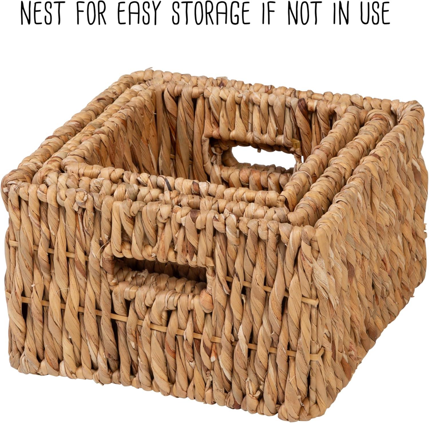 Honey-Can-Do Set of 3 Square Nesting Wicker Baskets with Handles, Natural